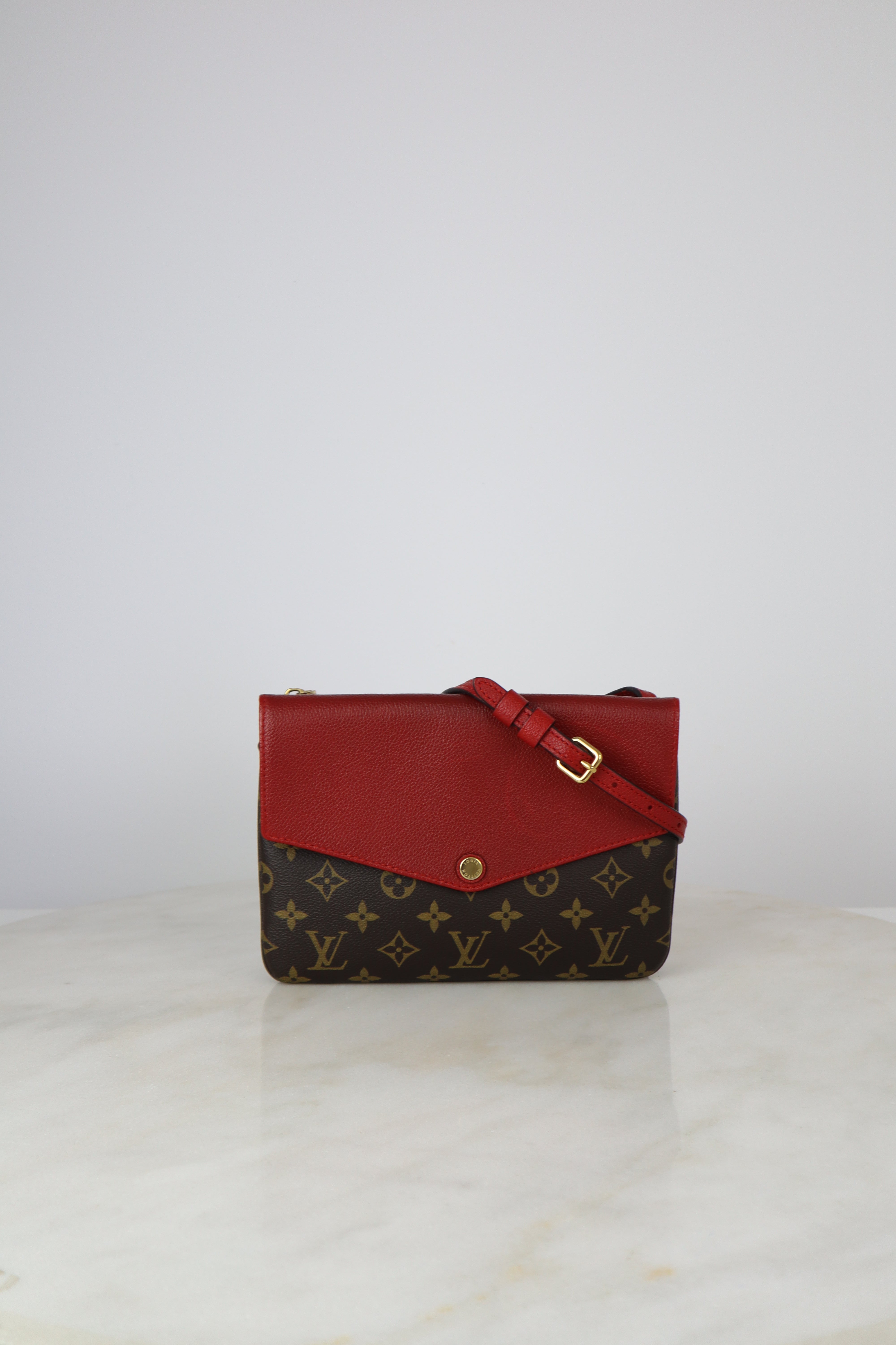 Louis Vuitton Monogram Red Twice Pochette Crossbody Bag