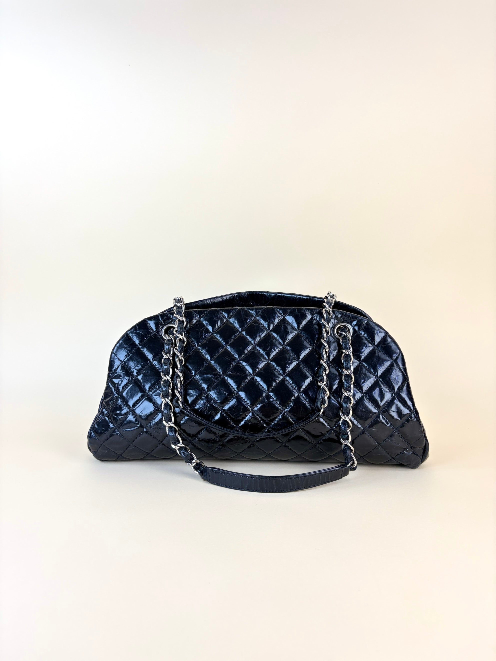 Chanel black quilted leather just mademoiselle bowling bag