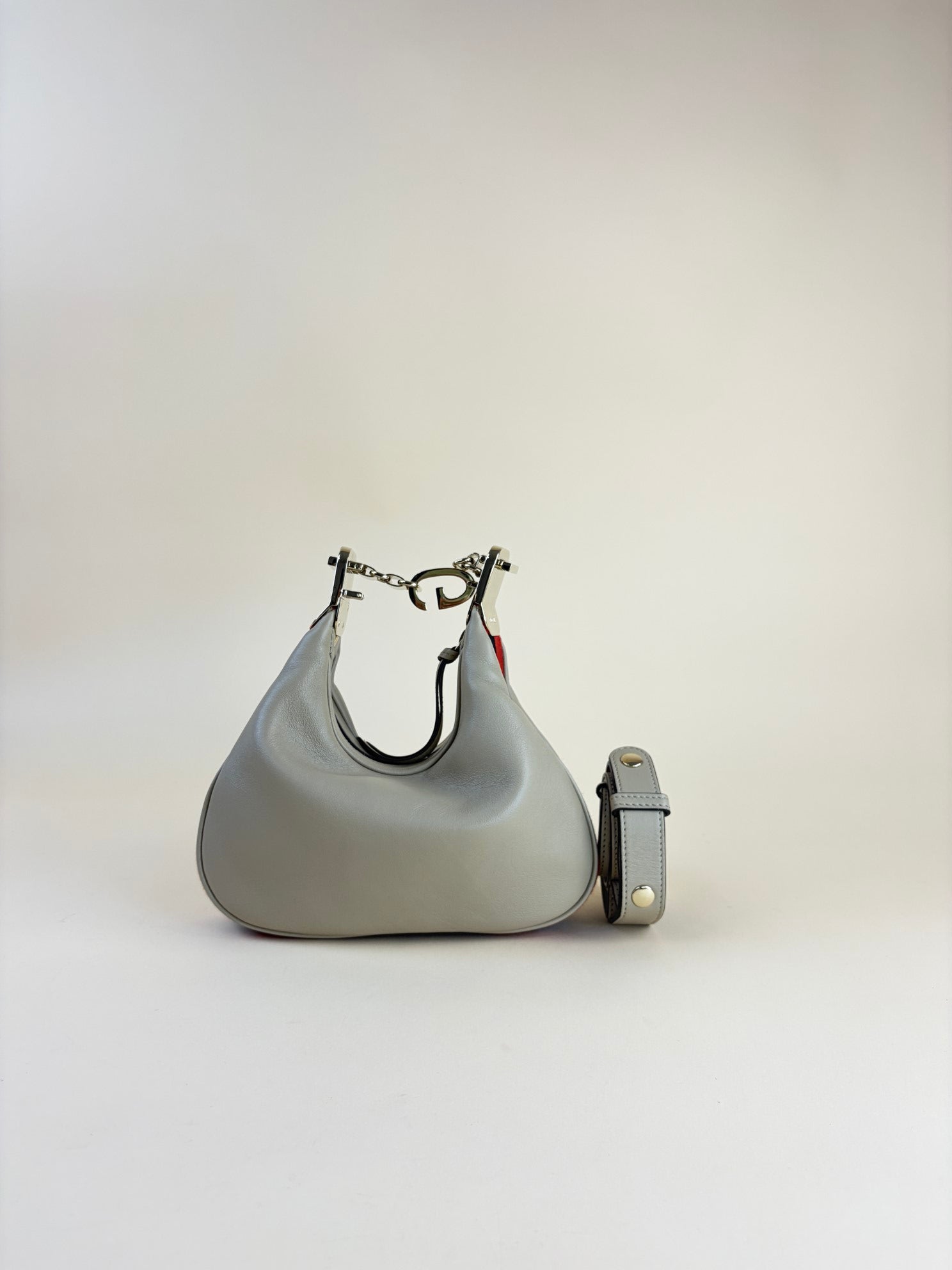 GUCCI Aira attaché small beige shoulder bag with canvas strap and leather strap