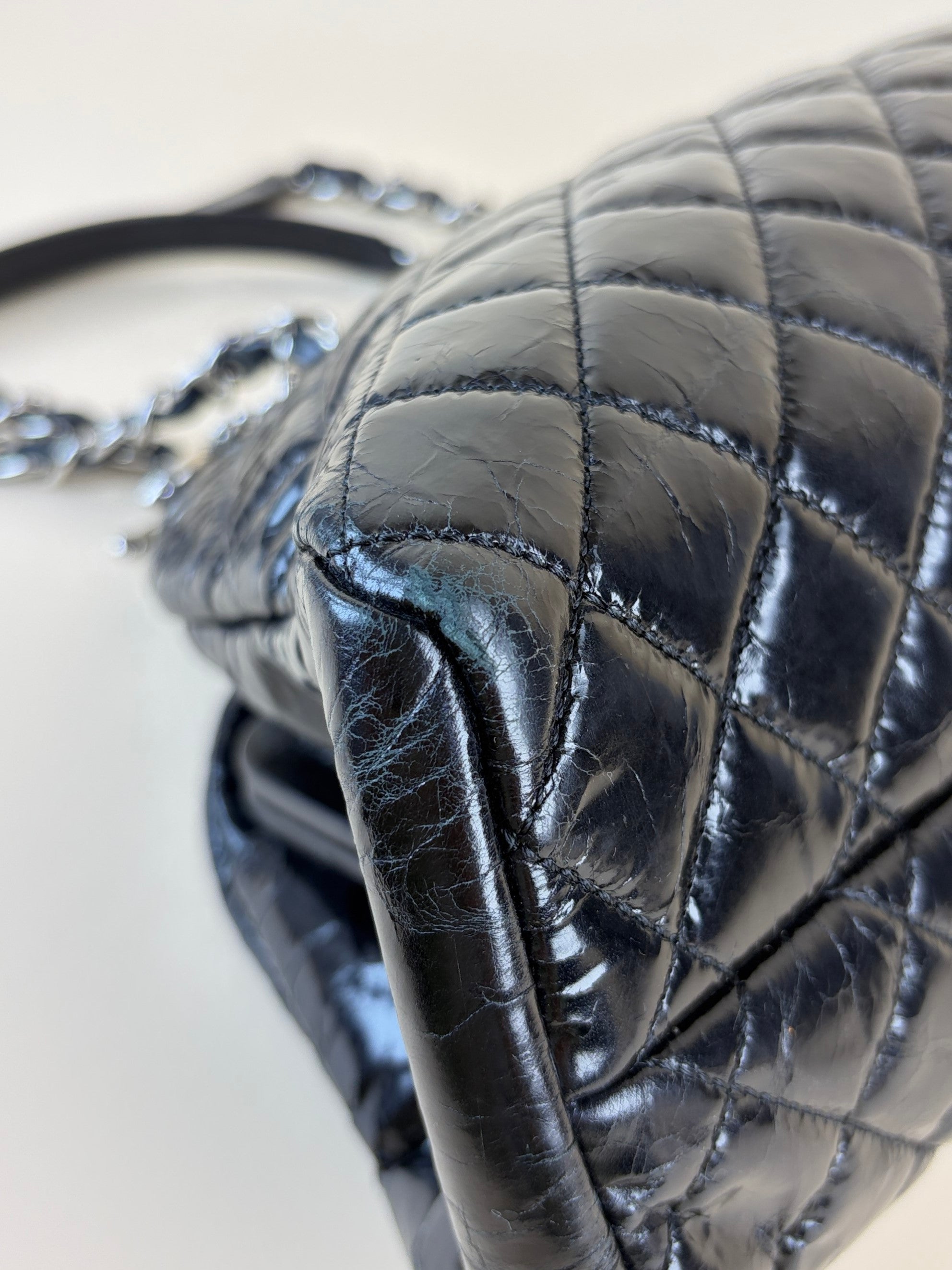 Chanel black quilted leather just mademoiselle bowling bag