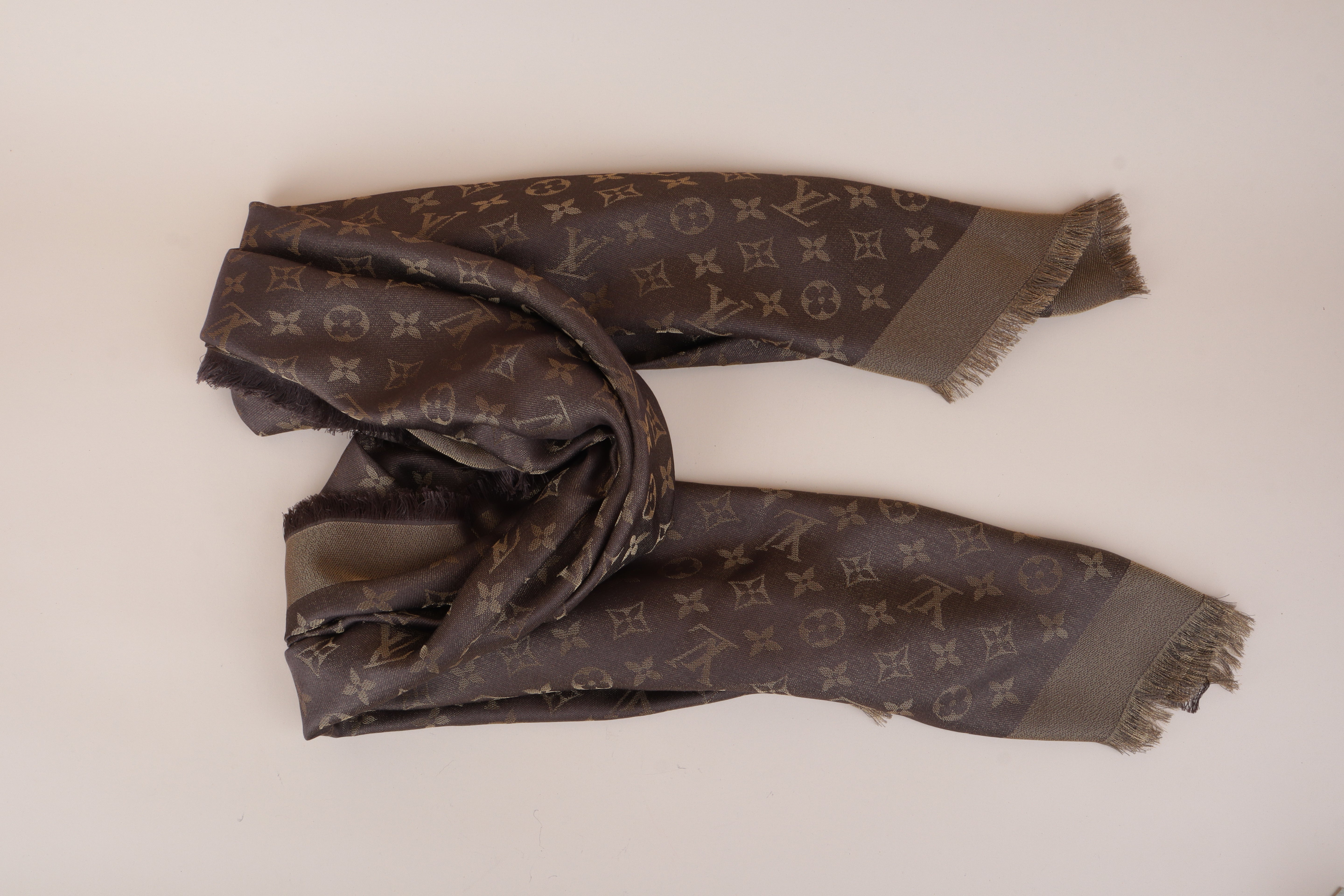 Louis Vuitton dark and light brown Monogram Scarf