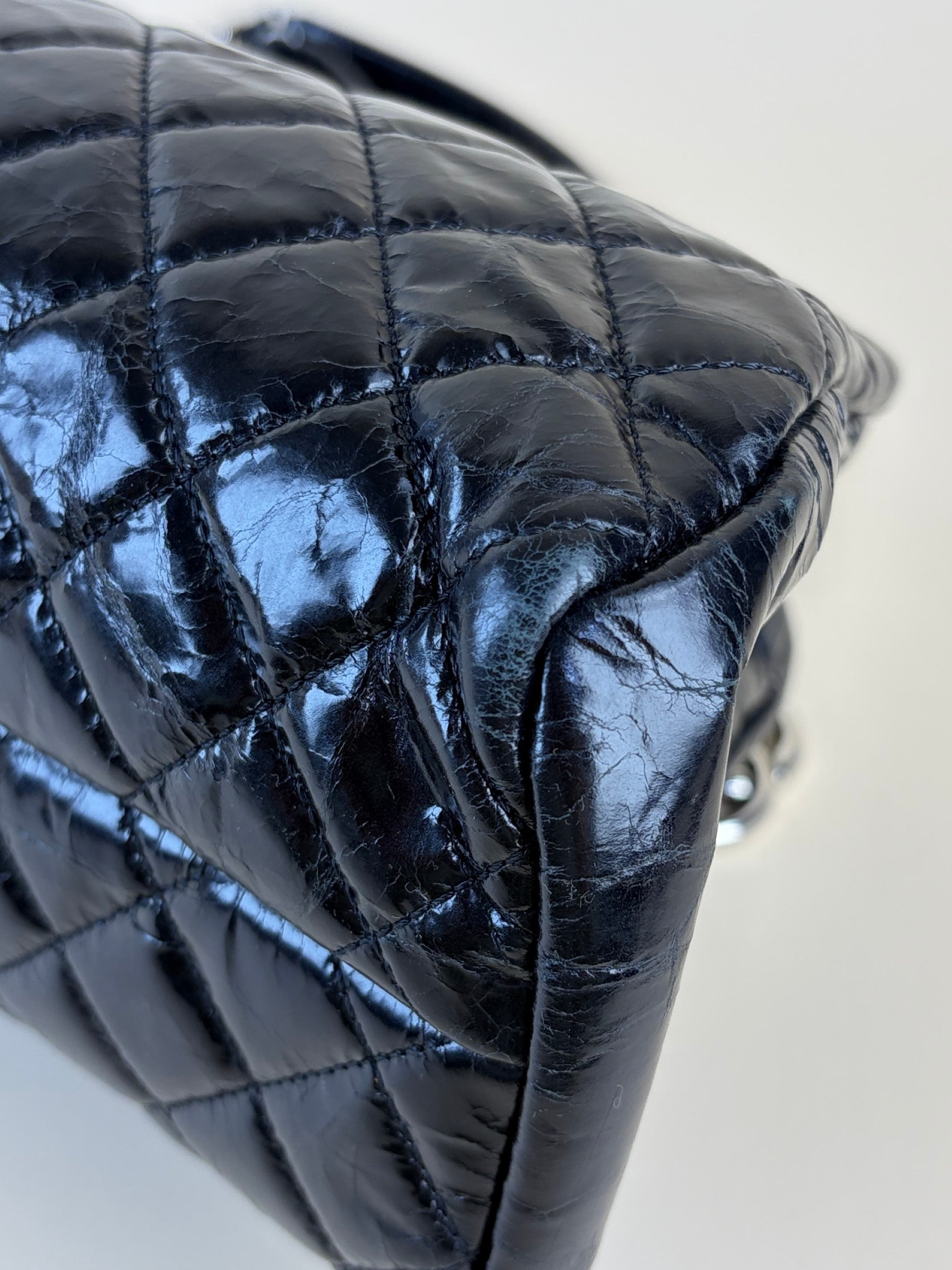Chanel black quilted leather just mademoiselle bowling bag