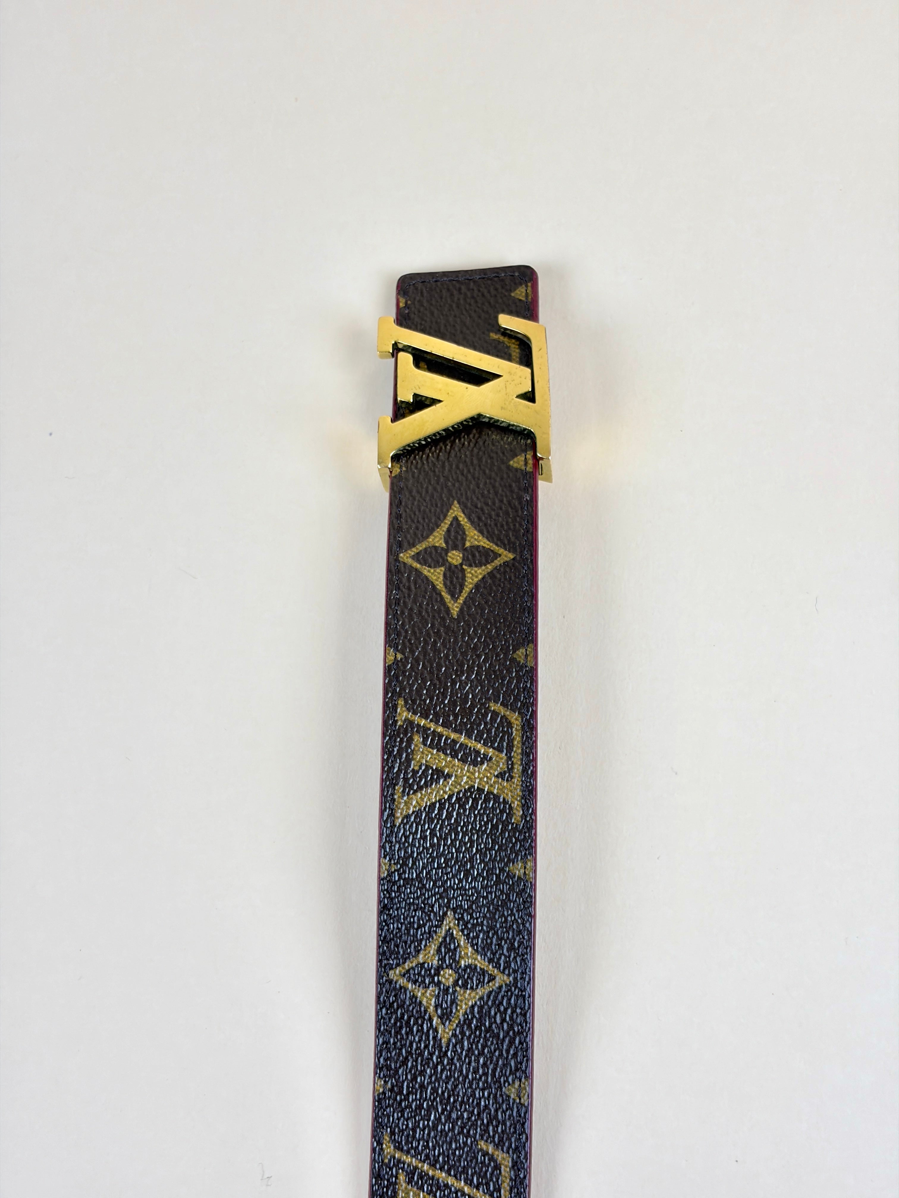 Louis Vuitton calfskin 30mm lv initiales reversible belt red leather