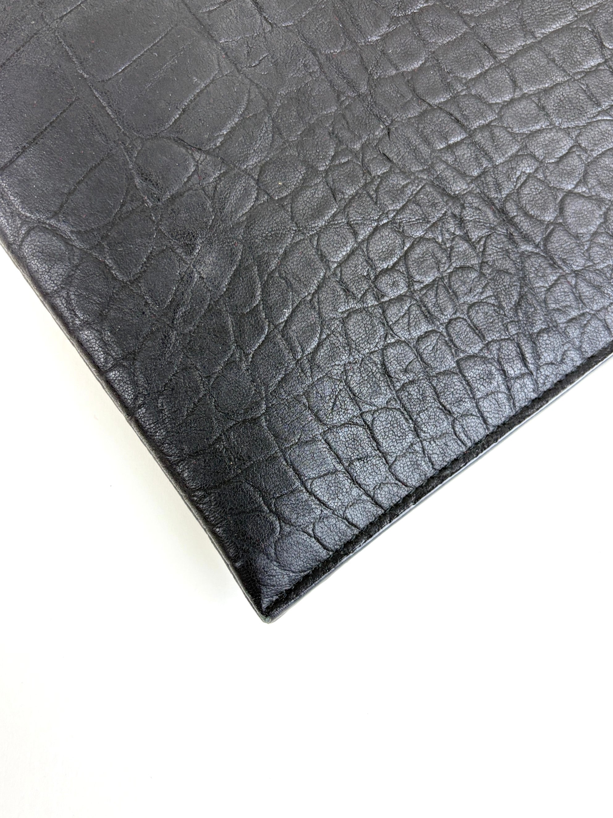 YSL black crocodile embossed monogram document pouch