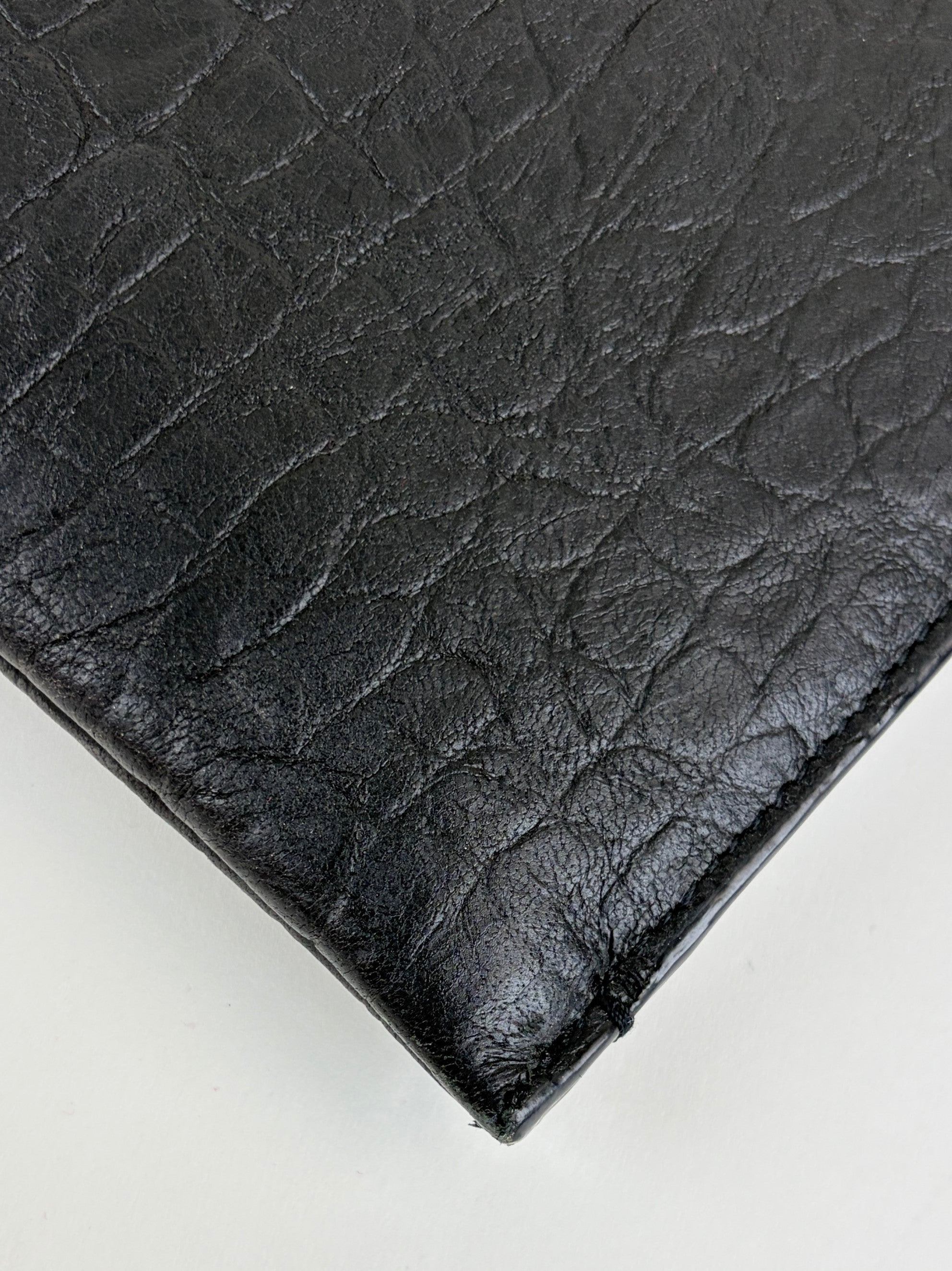 YSL black crocodile embossed monogram document pouch