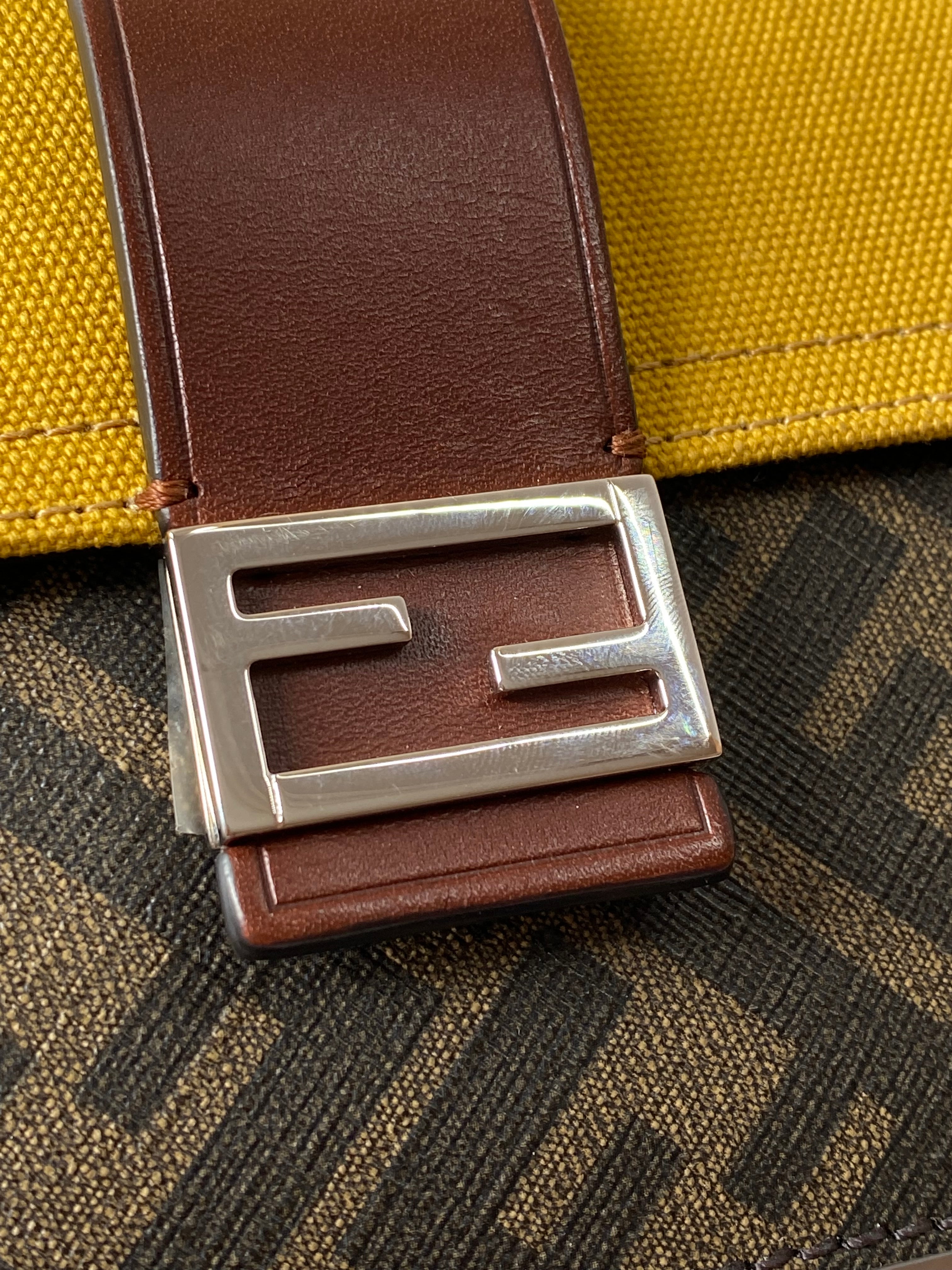 Fendi Brown Baguette FF Flat Shoulder Bag
