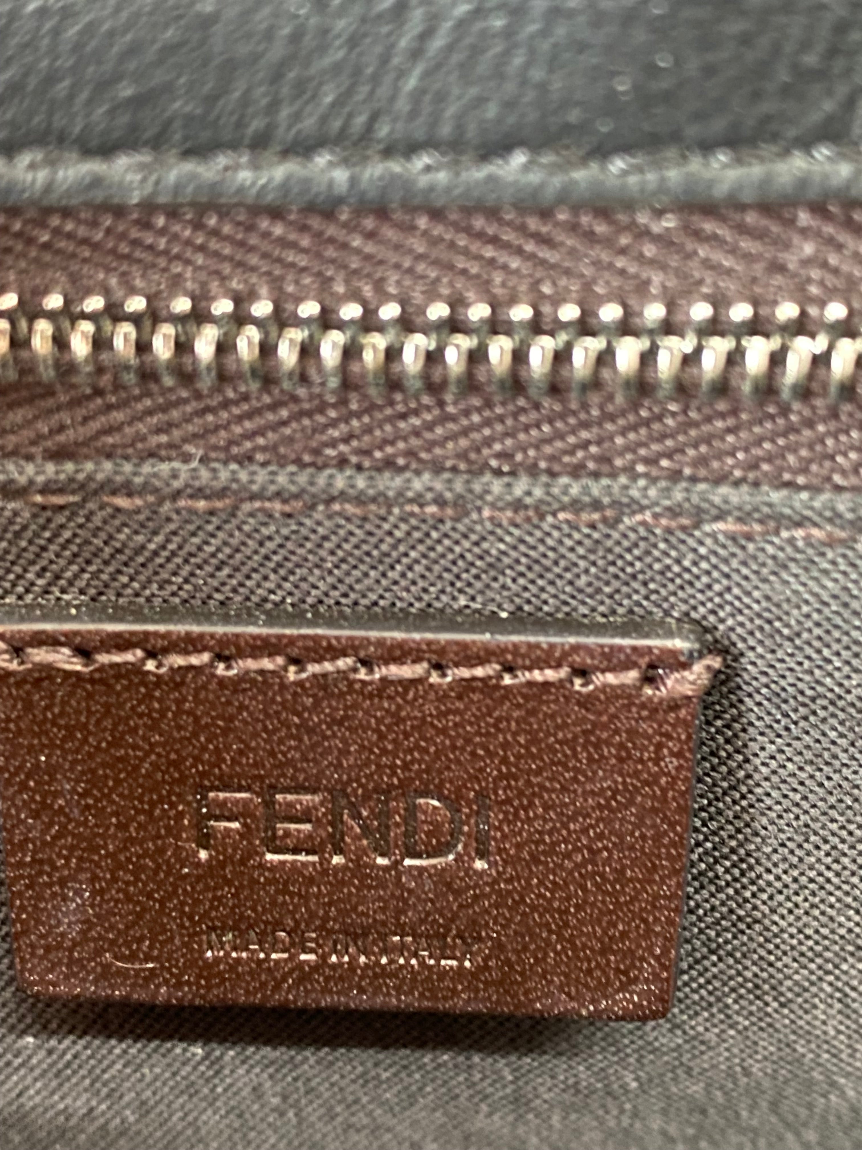 Fendi Brown Baguette FF Flat Shoulder Bag