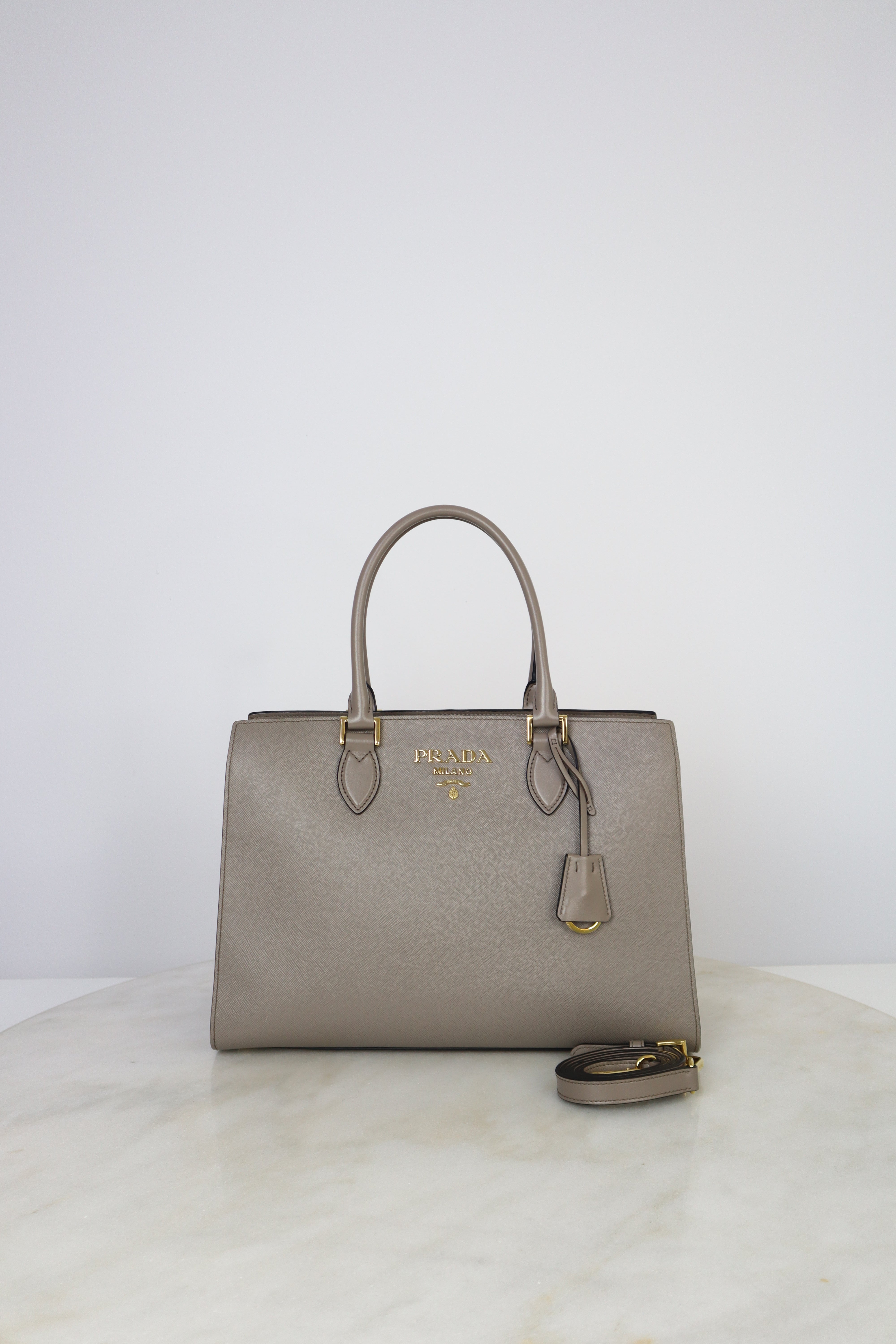 Prada Grey Argilla Medium Monochrome Tote Bag