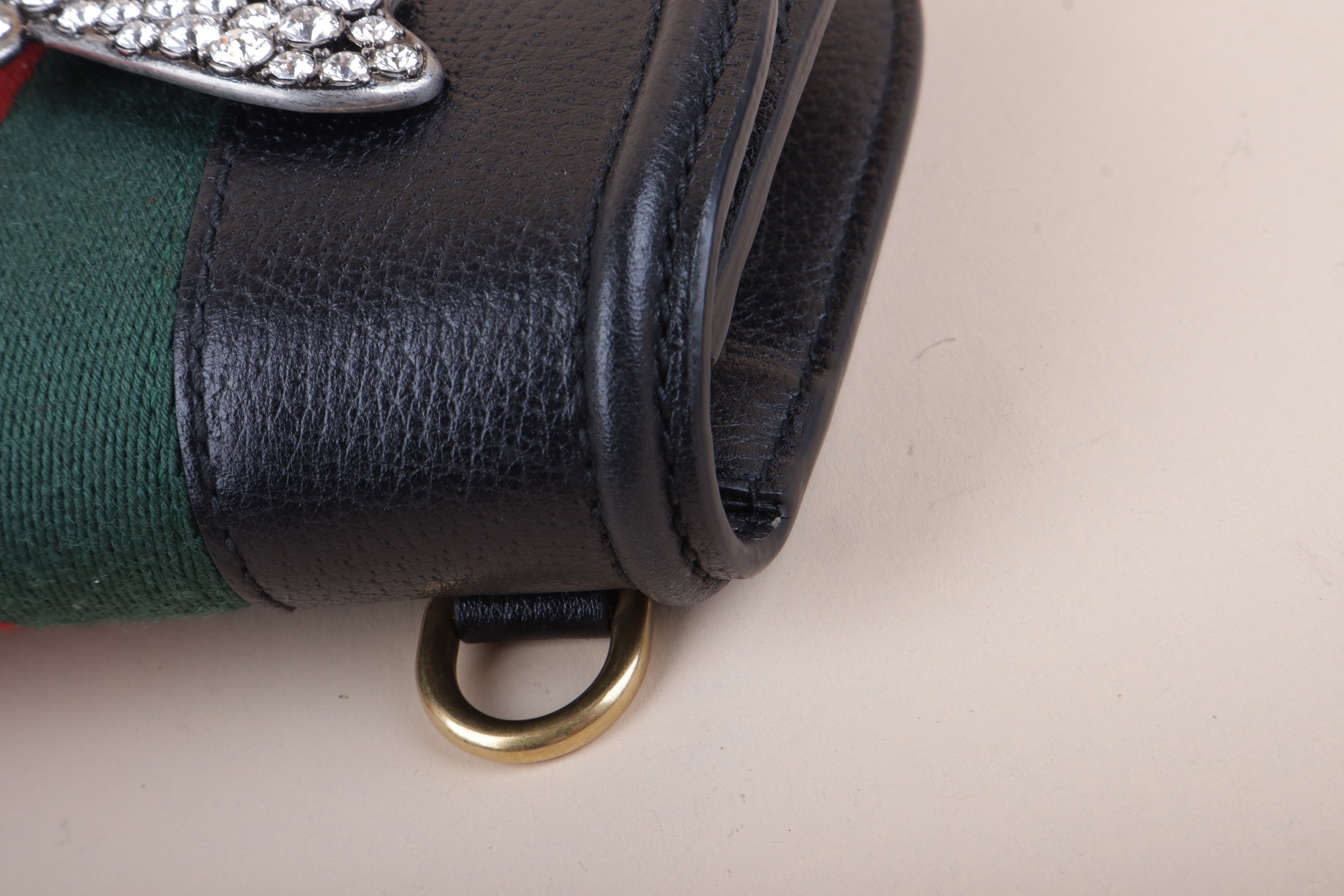 Gucci black totem crystal butterfly crossbody