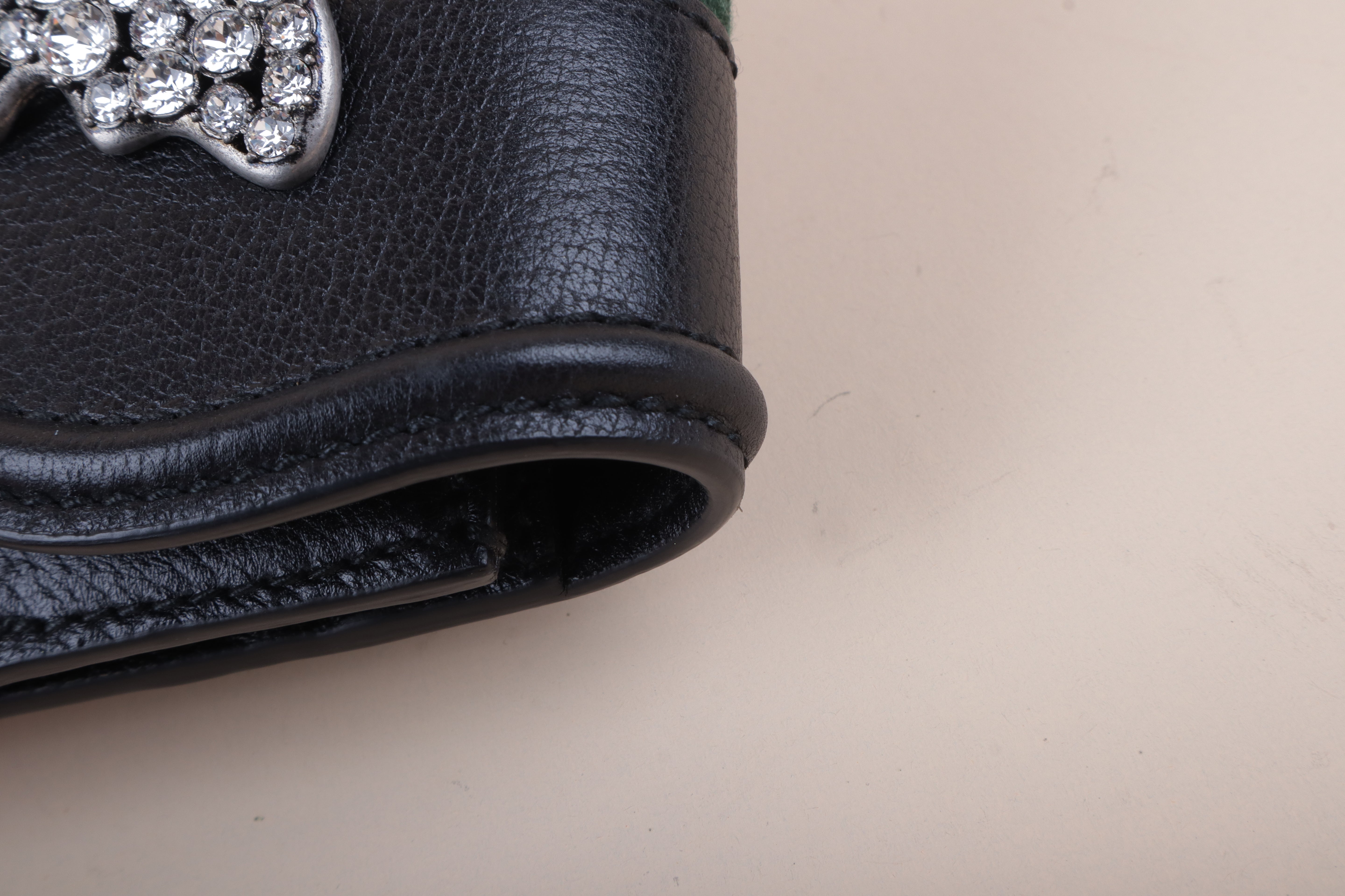 Gucci black totem crystal butterfly crossbody