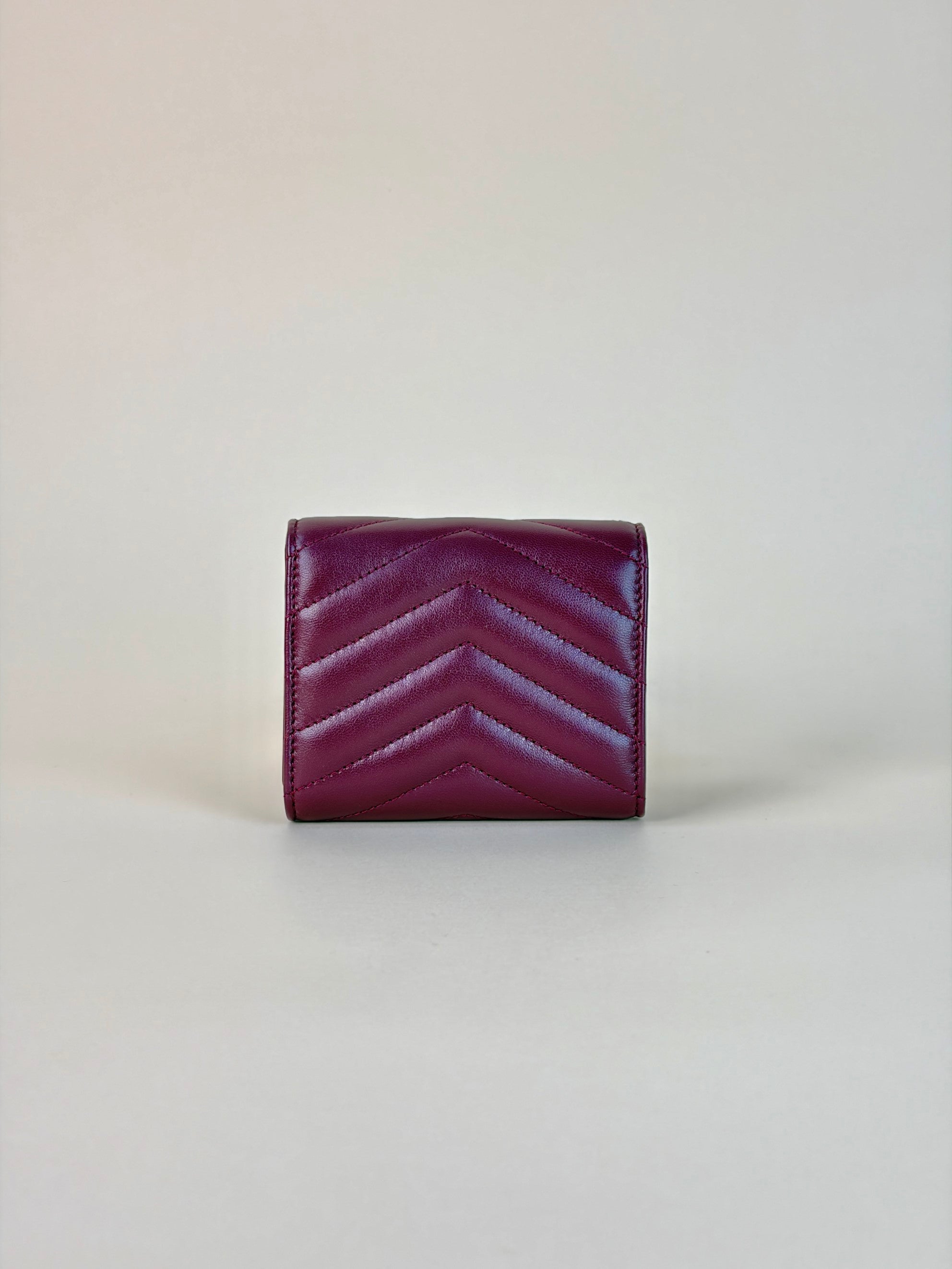 ysl lambskin rouge cabernet Cassandre multi-fold wallet