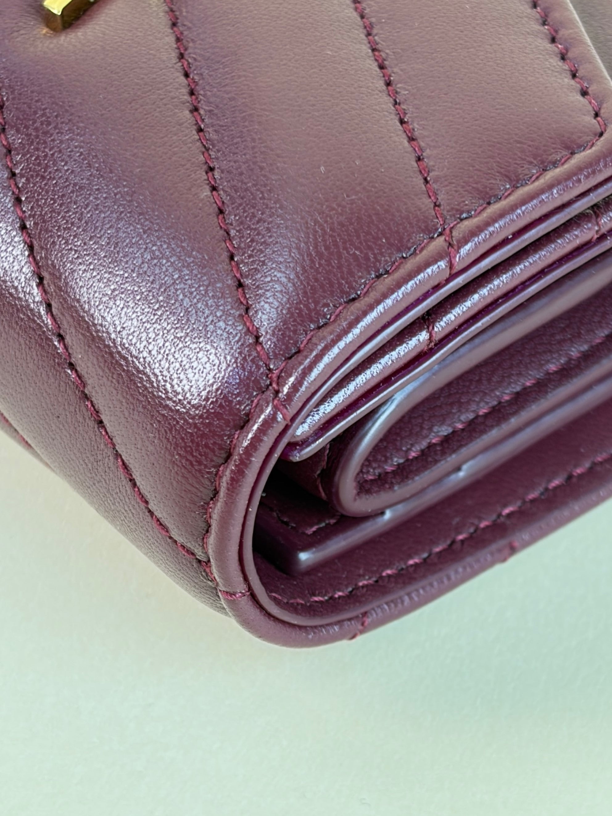 ysl lambskin rouge cabernet Cassandre multi-fold wallet