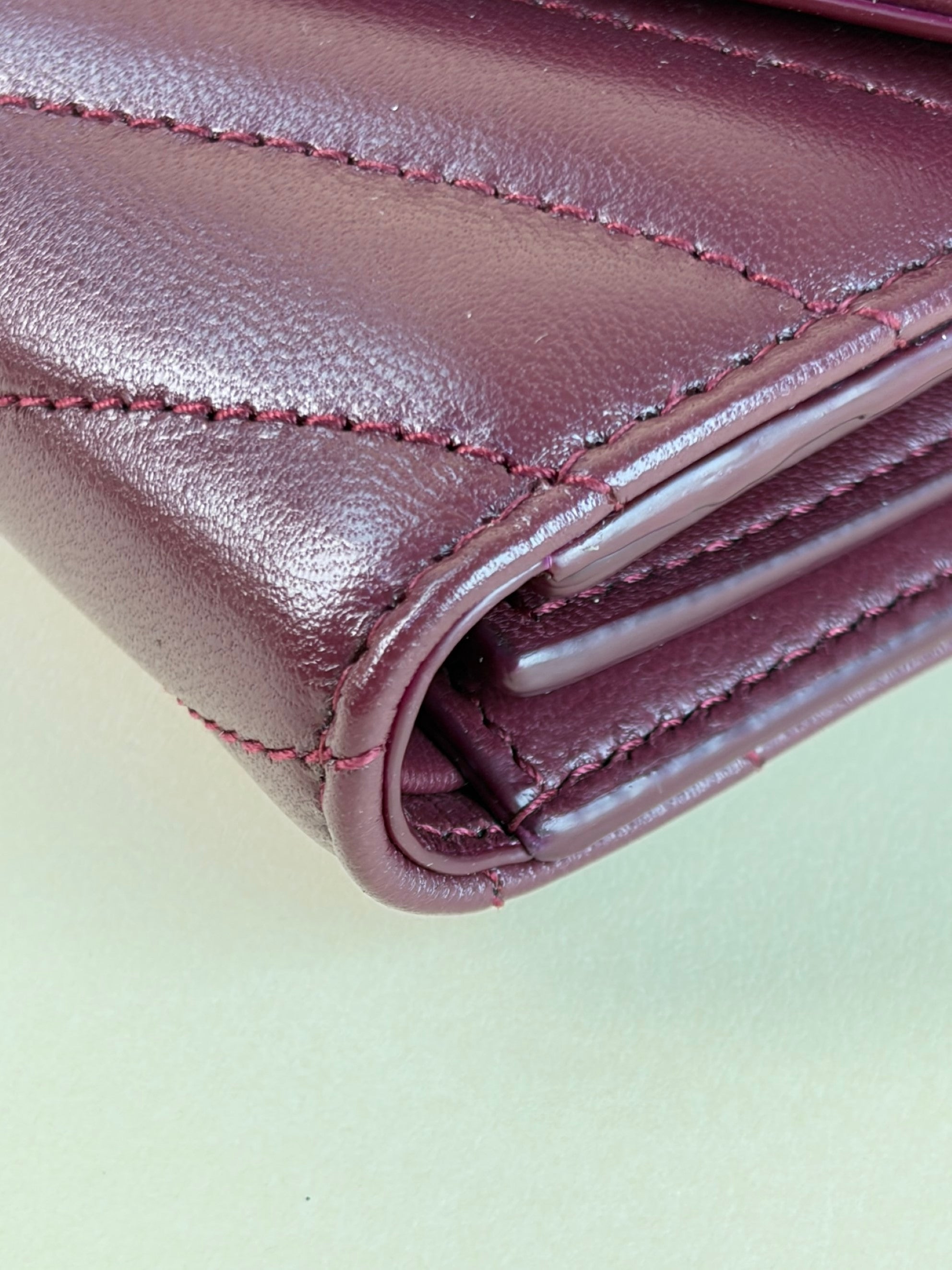 ysl lambskin rouge cabernet Cassandre multi-fold wallet