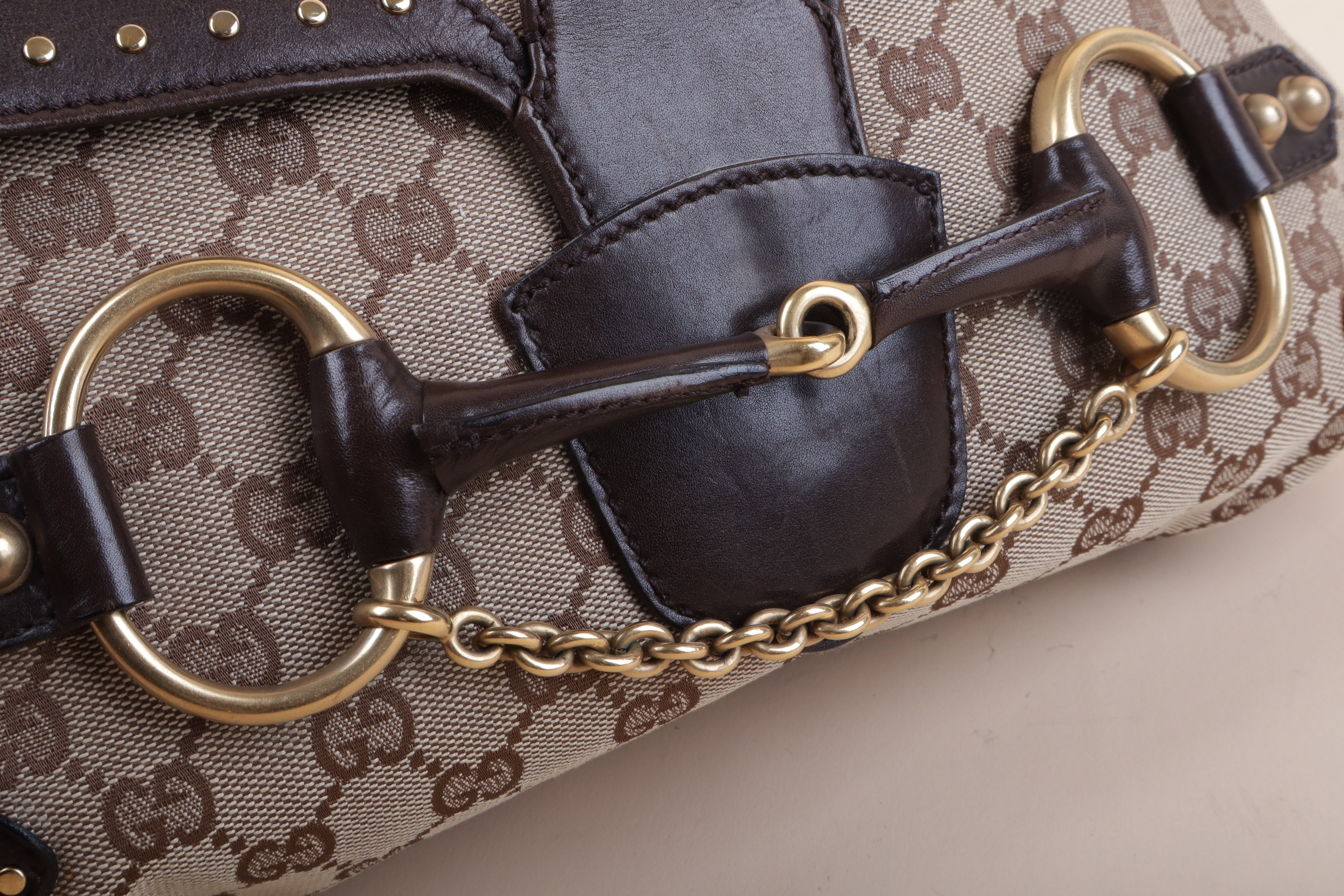 Gucci beige and ebony gg canvas horsebit