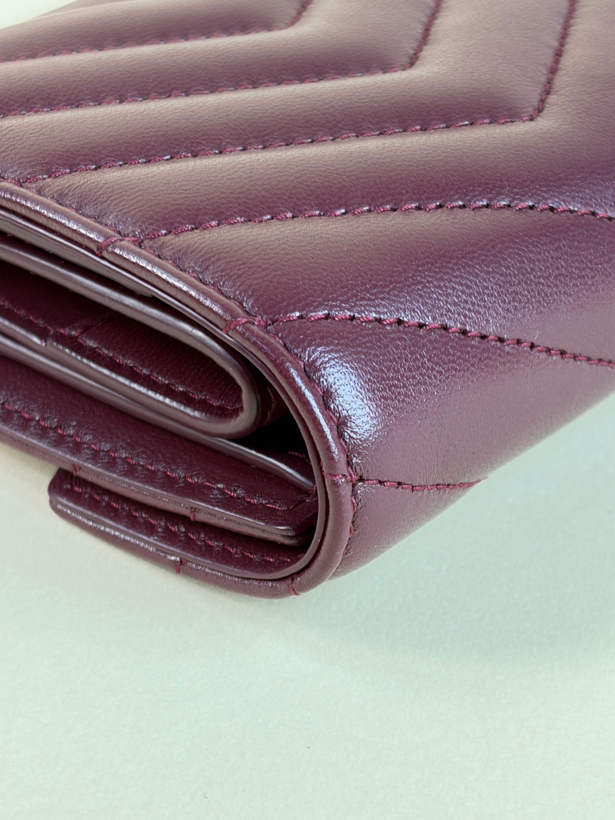 ysl lambskin rouge cabernet Cassandre multi-fold wallet