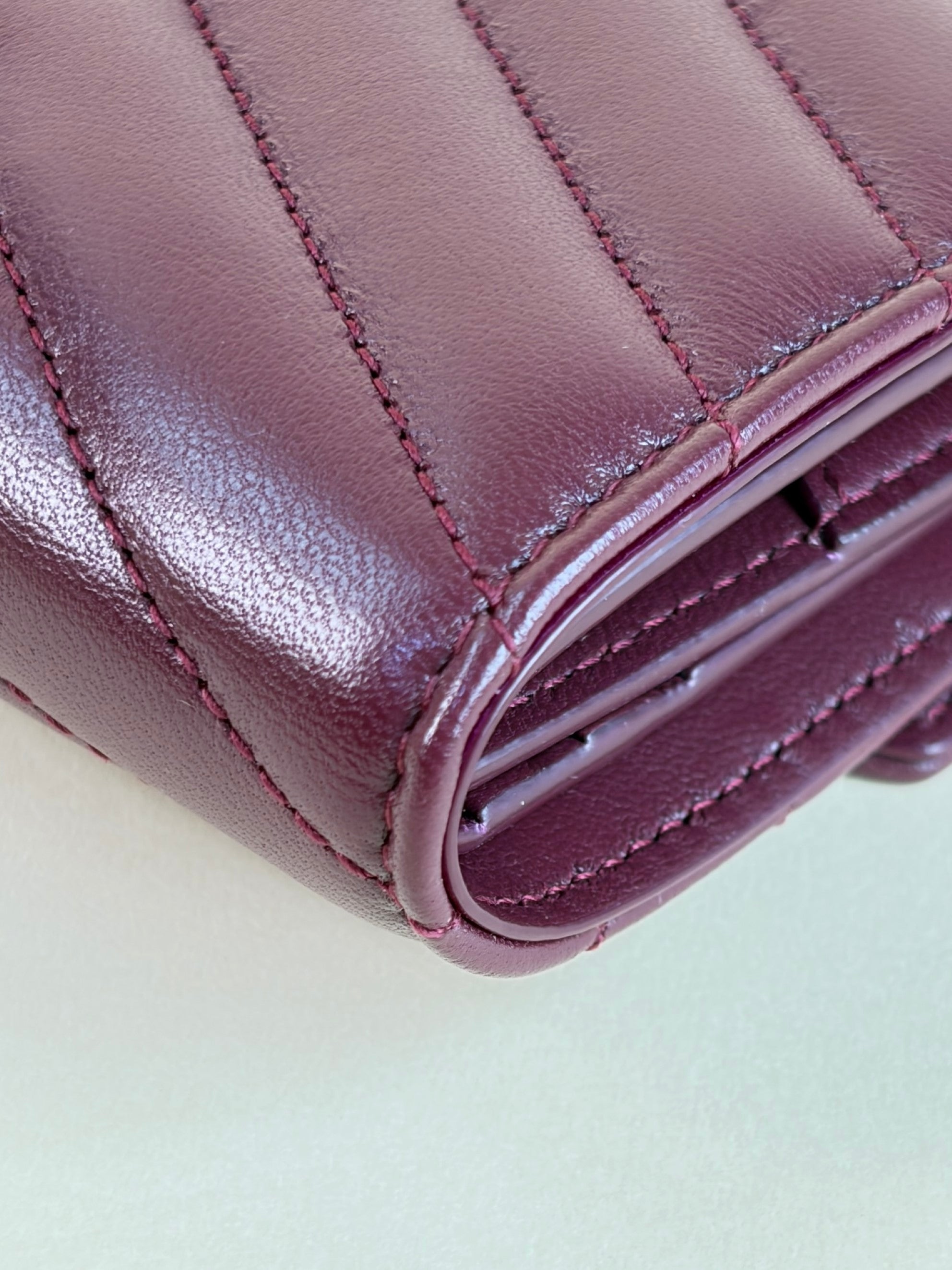 ysl lambskin rouge cabernet Cassandre multi-fold wallet