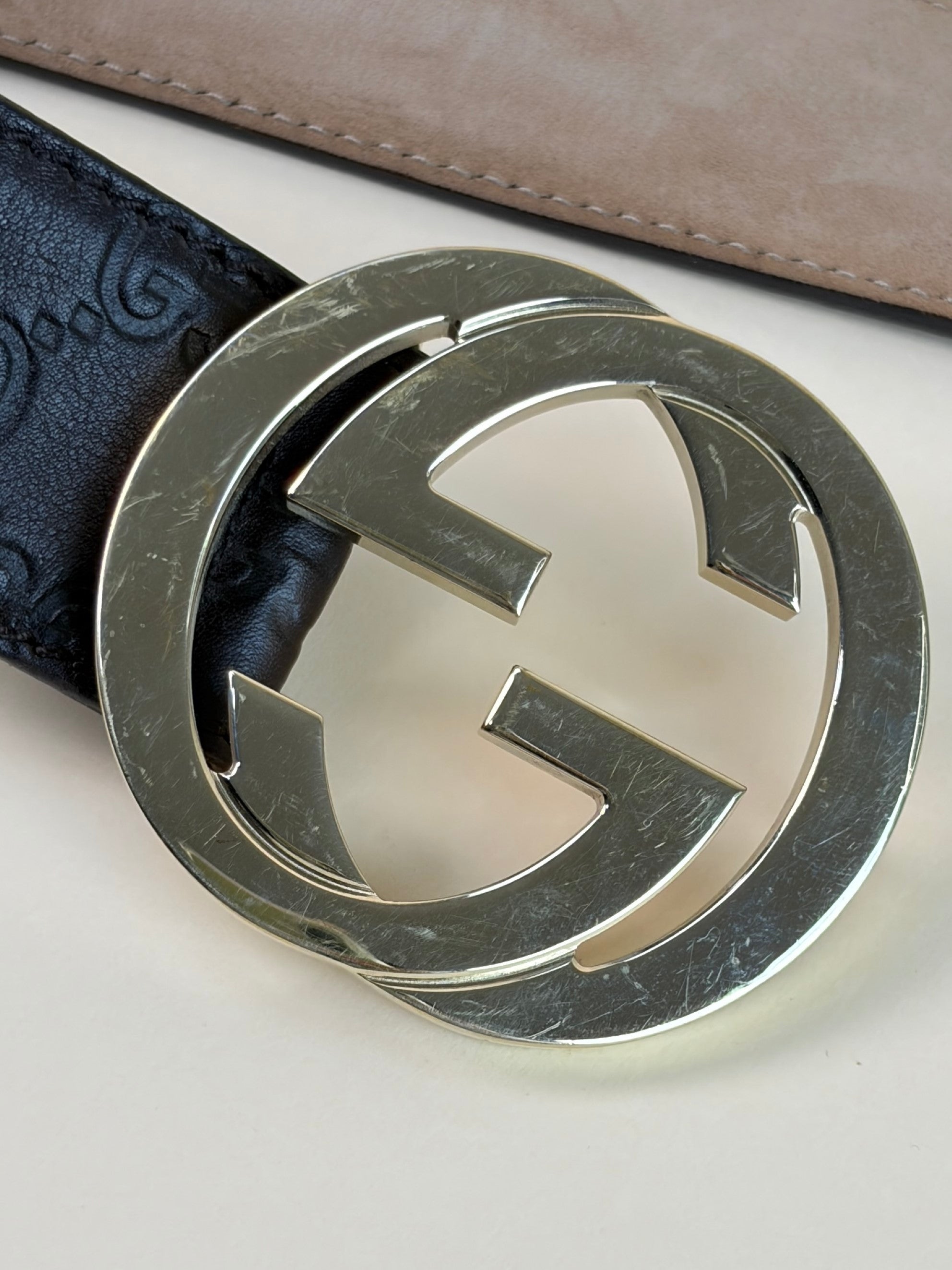 Gucci brown gg guccissima leather Interlocking g buckle belt