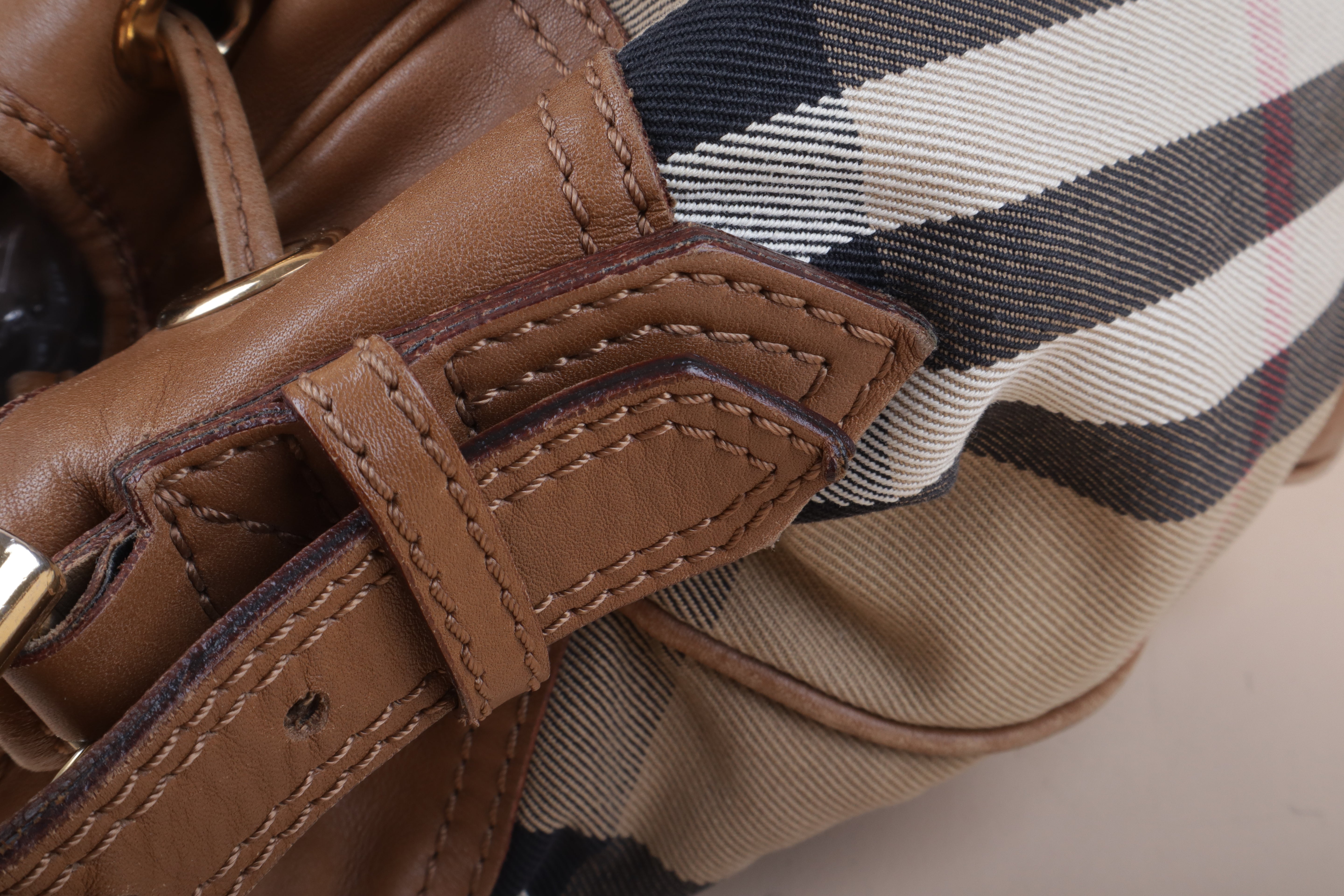 BURBERRY prorsum housecheck brown leather