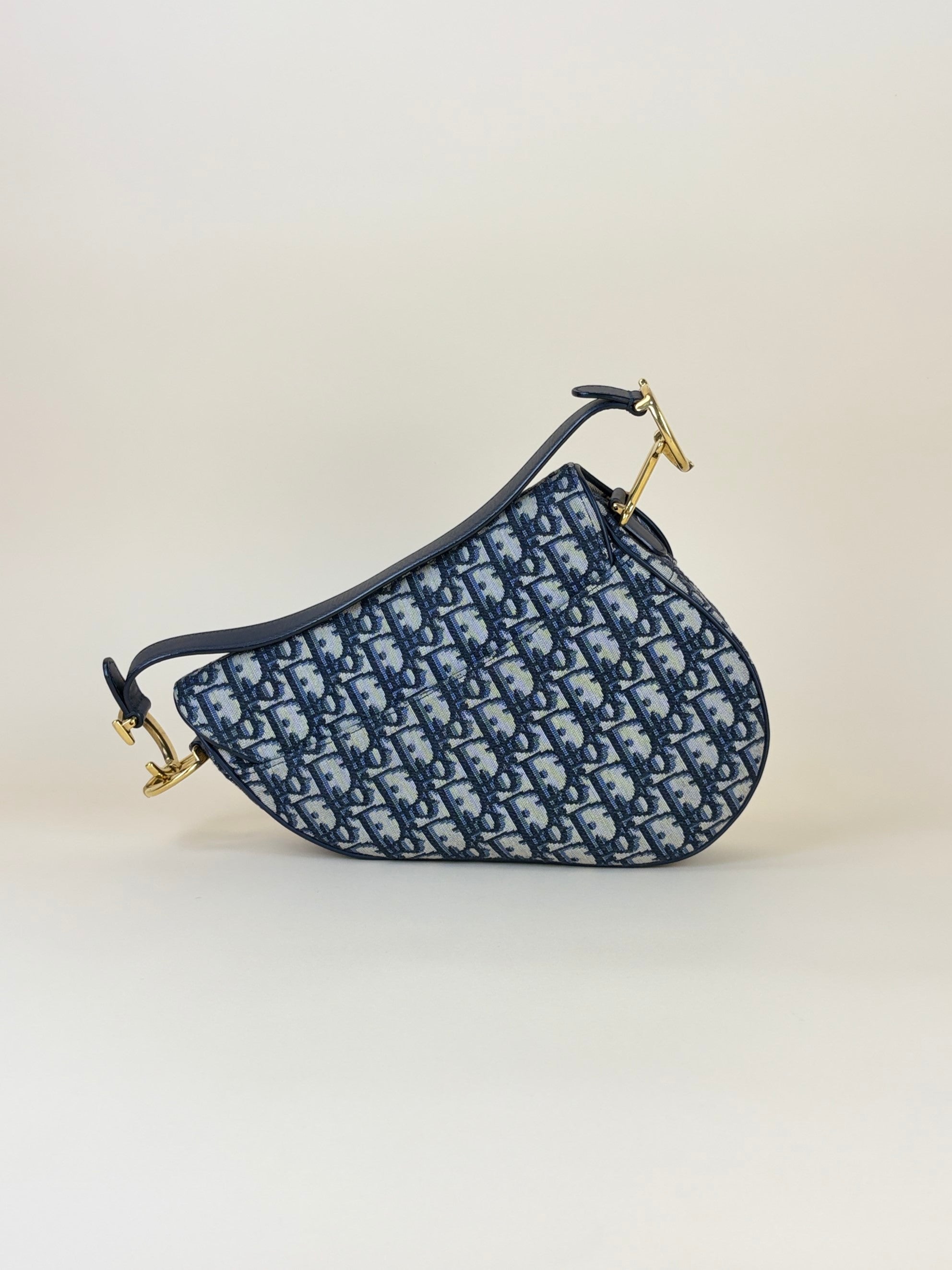 Christian Dior Blue Oblique Saddle canvas bag