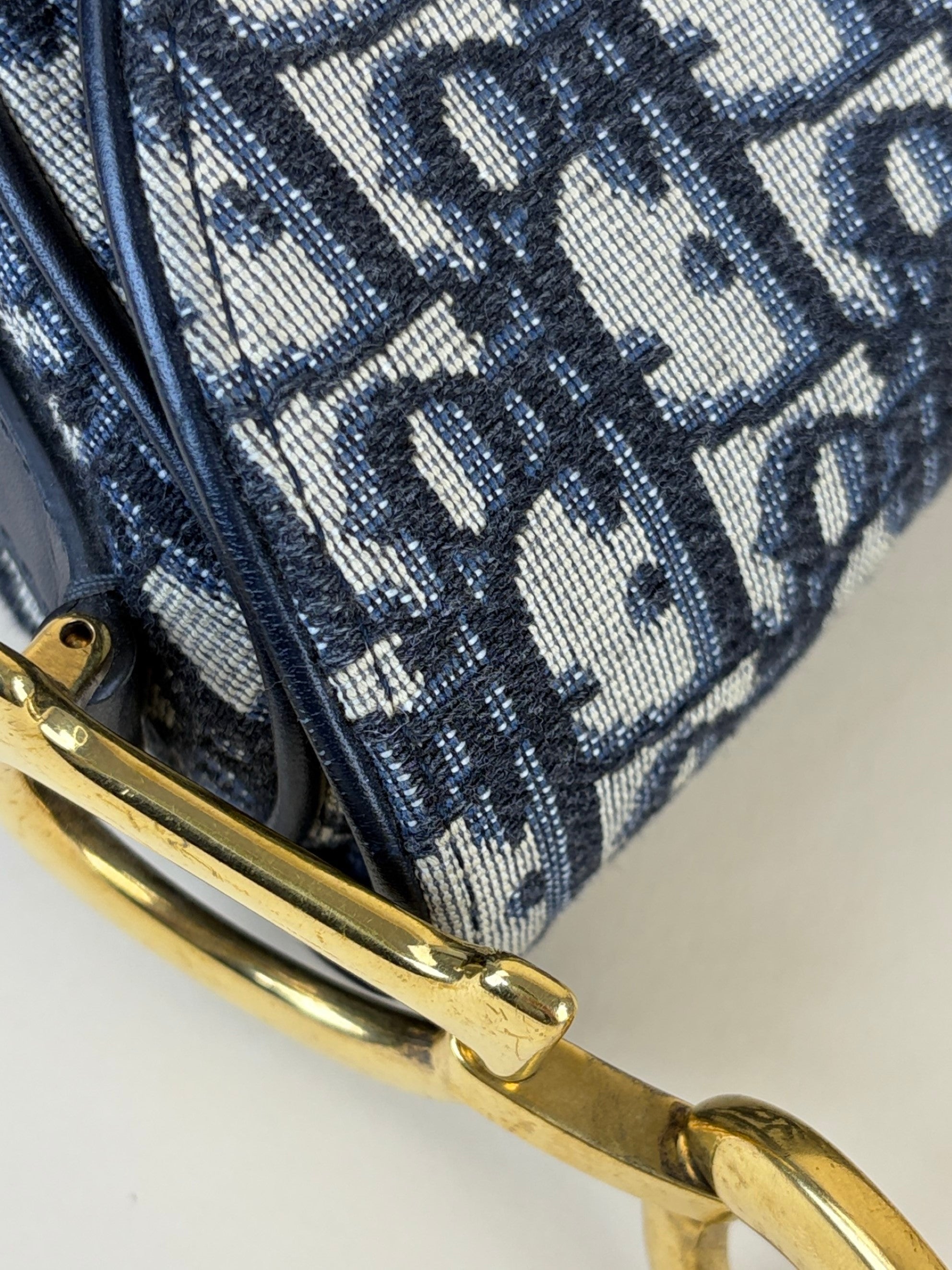 Christian Dior Blue Oblique Saddle canvas bag