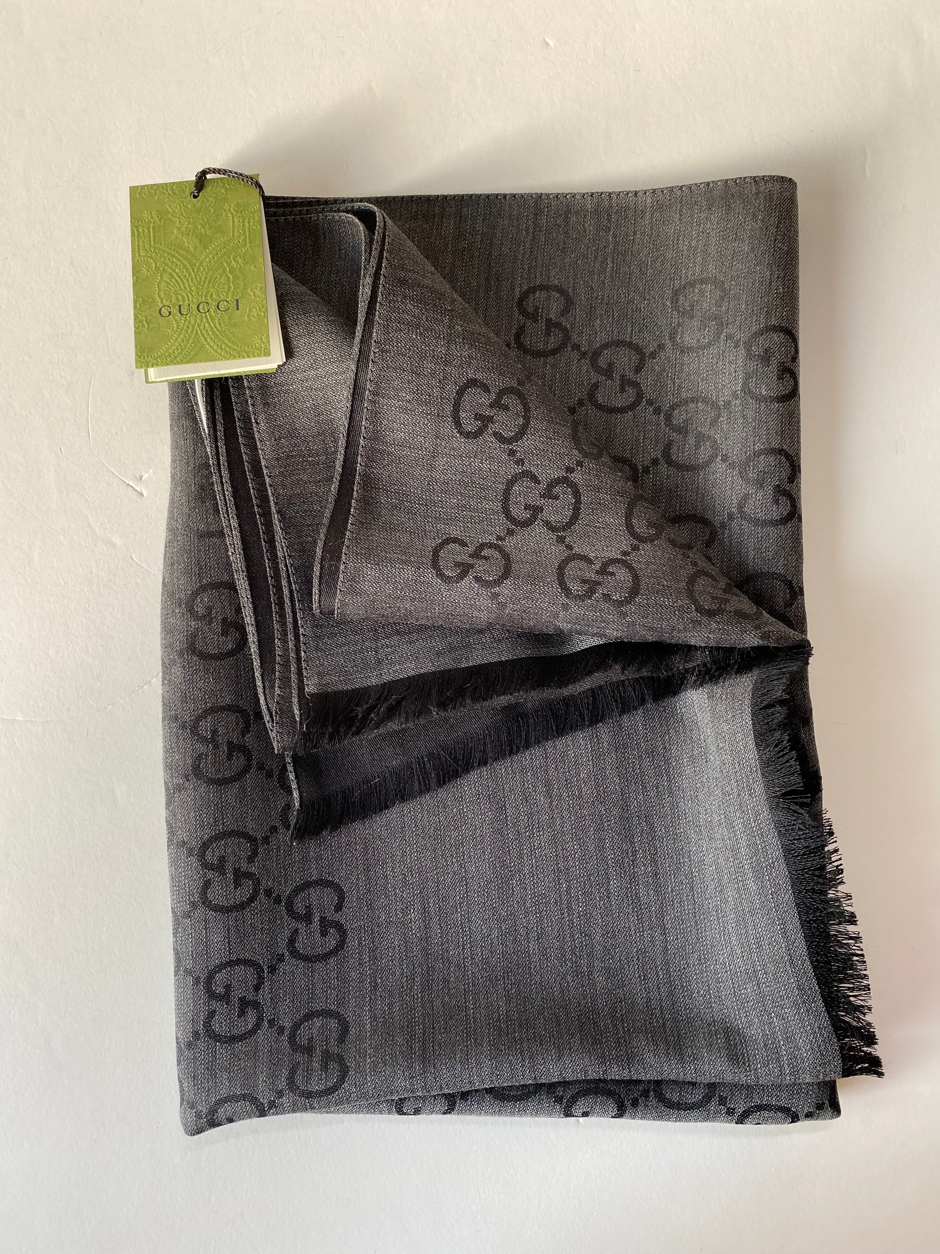 Gucci Dark Grey GG Scarf