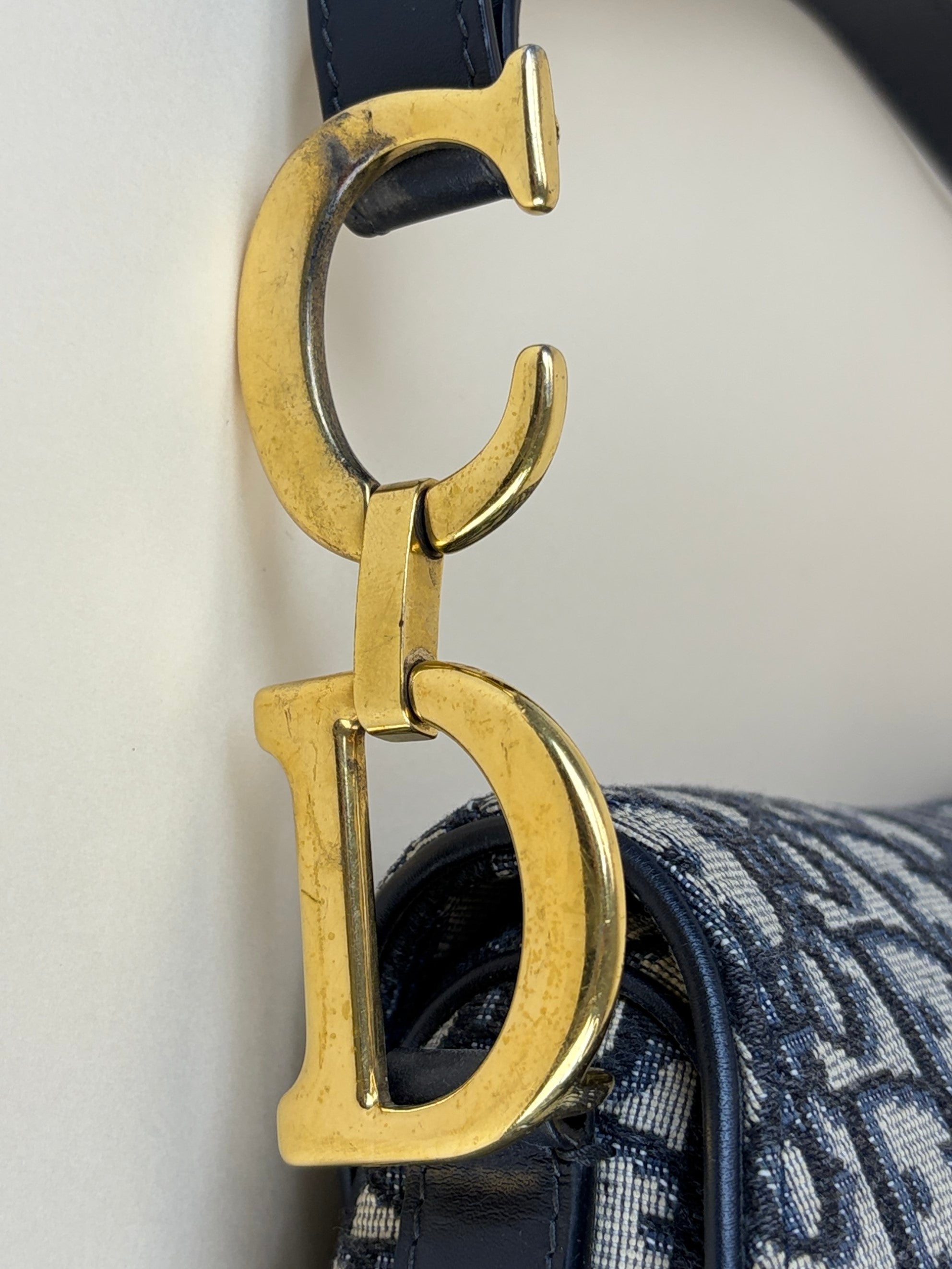 Christian Dior Blue Oblique Saddle canvas bag
