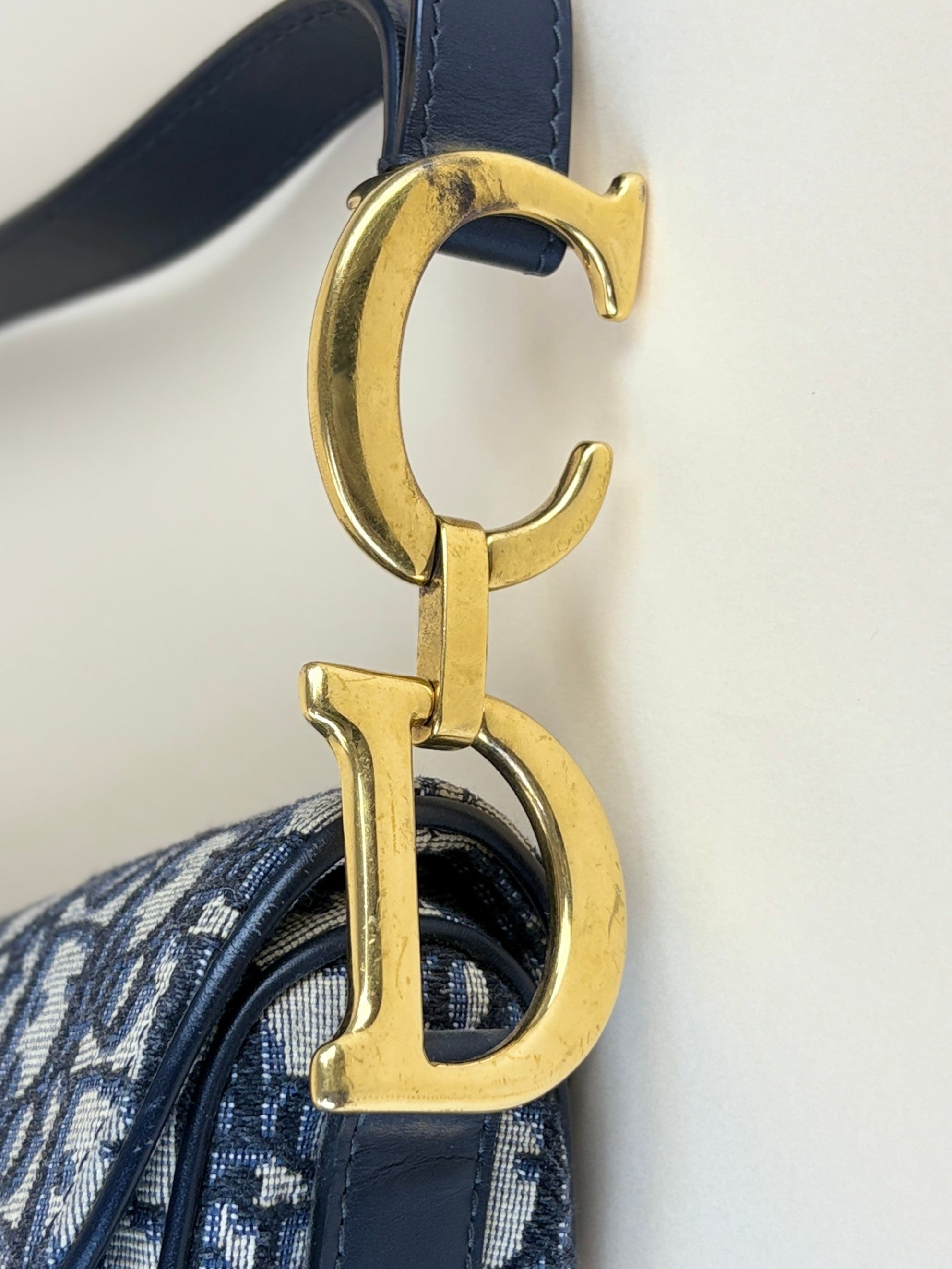 Christian Dior Blue Oblique Saddle canvas bag
