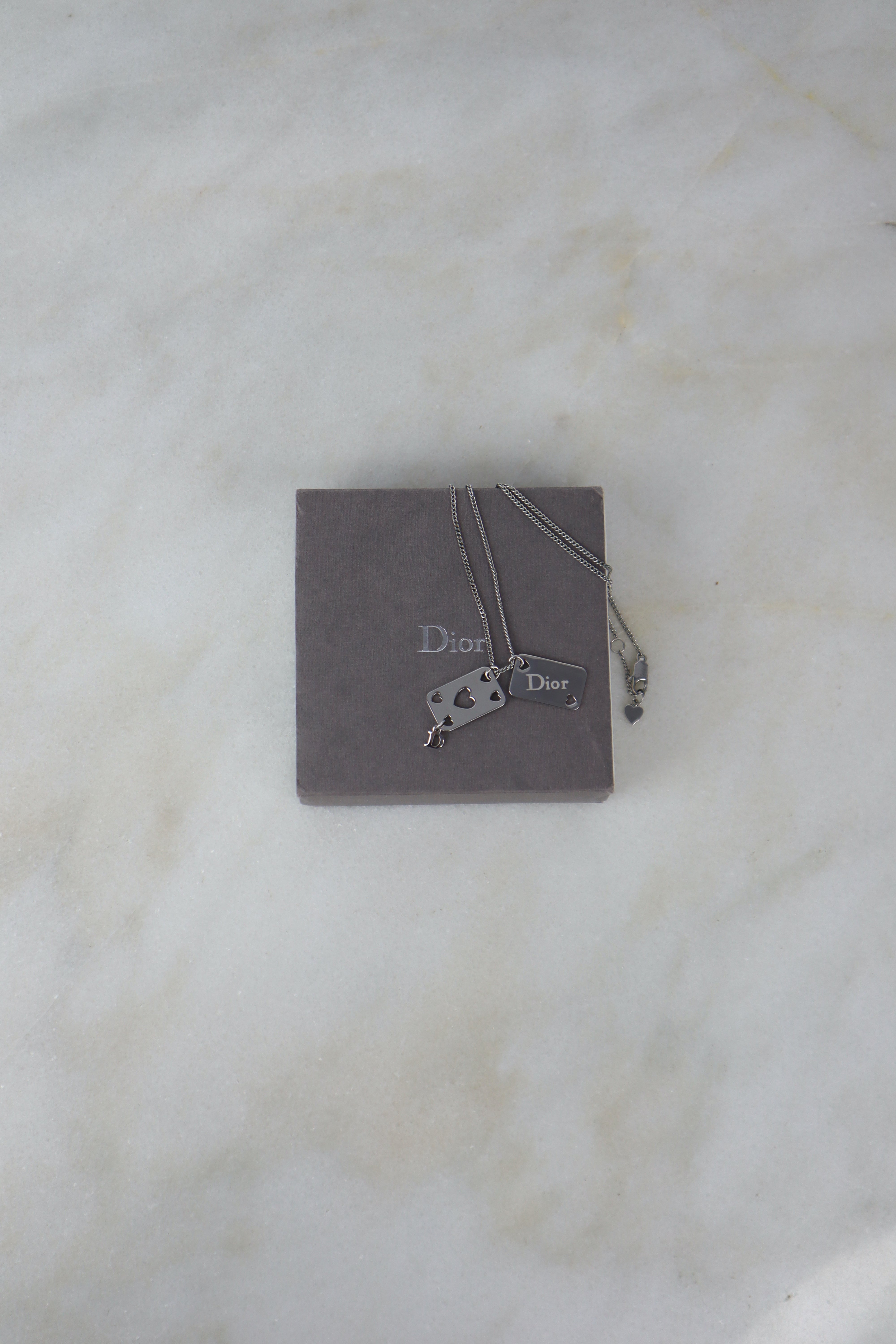 Christian Dior Silver Playing Cards Necklace