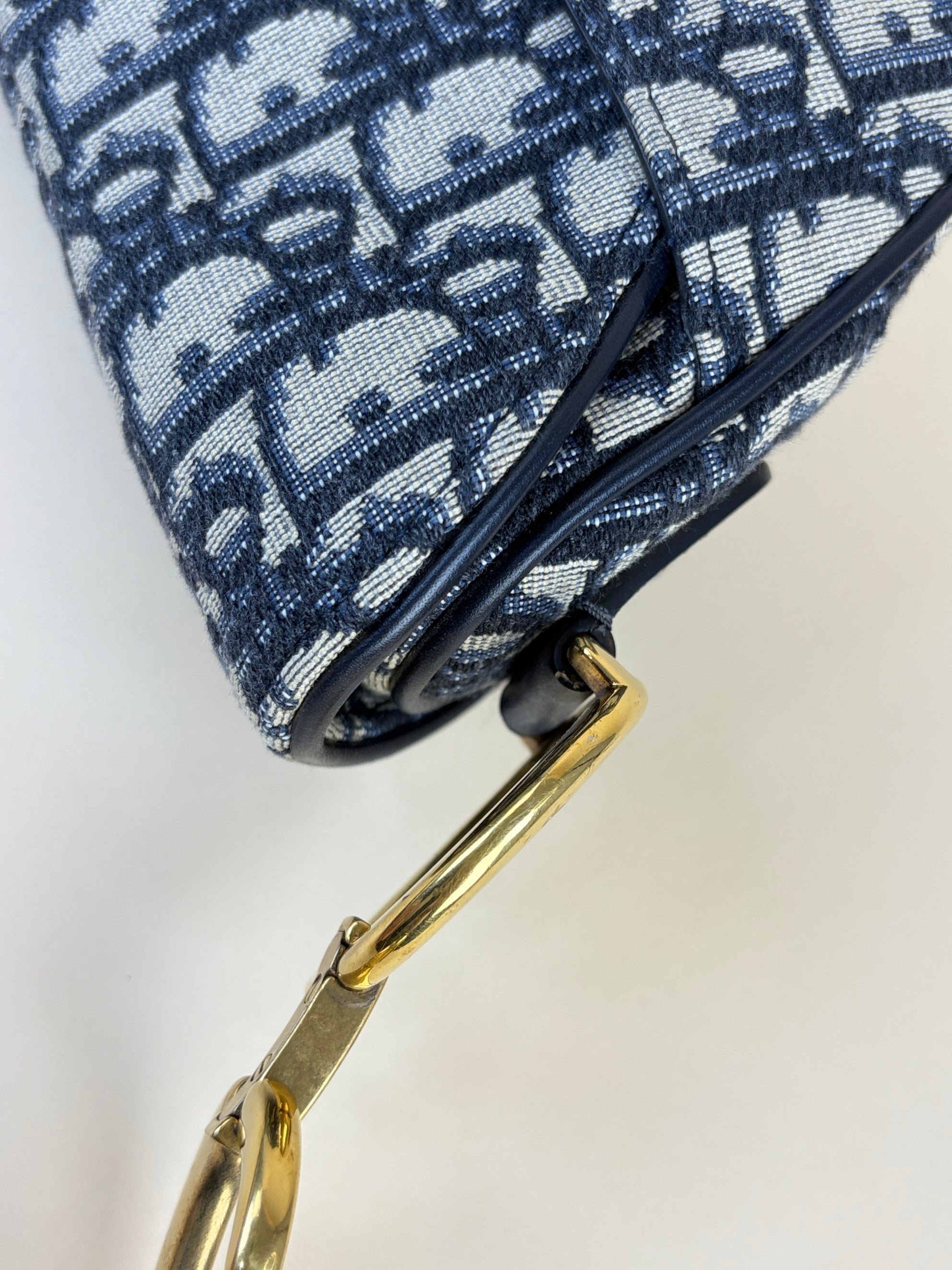 Christian Dior Blue Oblique Saddle canvas bag