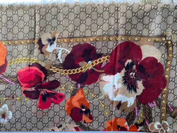 Gucci Tricolor GG Floral Scarf