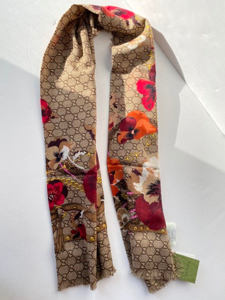 Gucci Tricolor GG Floral Scarf