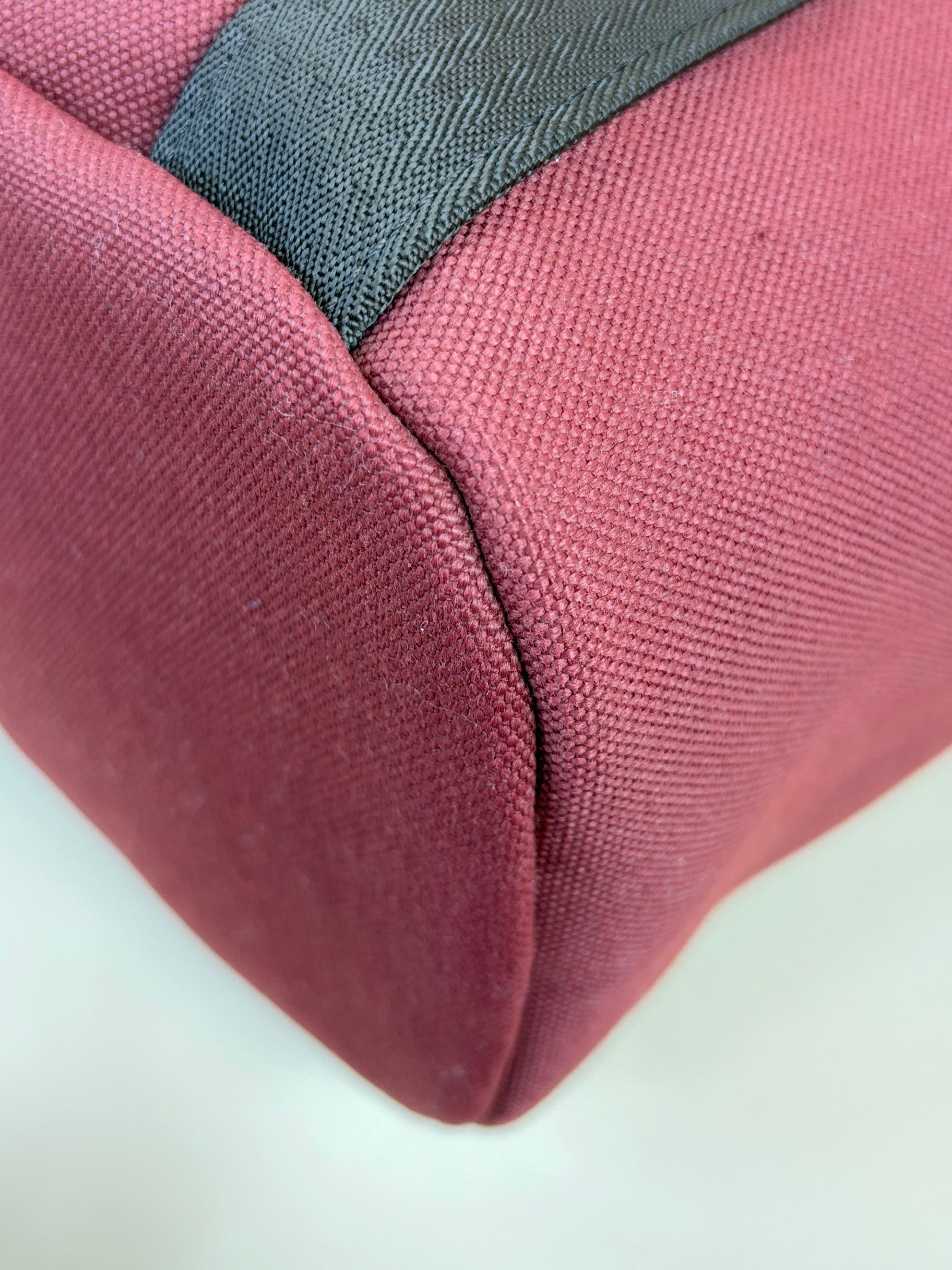 HERMES toile sac de pansage rouge h / chocolate the grooming tote bag