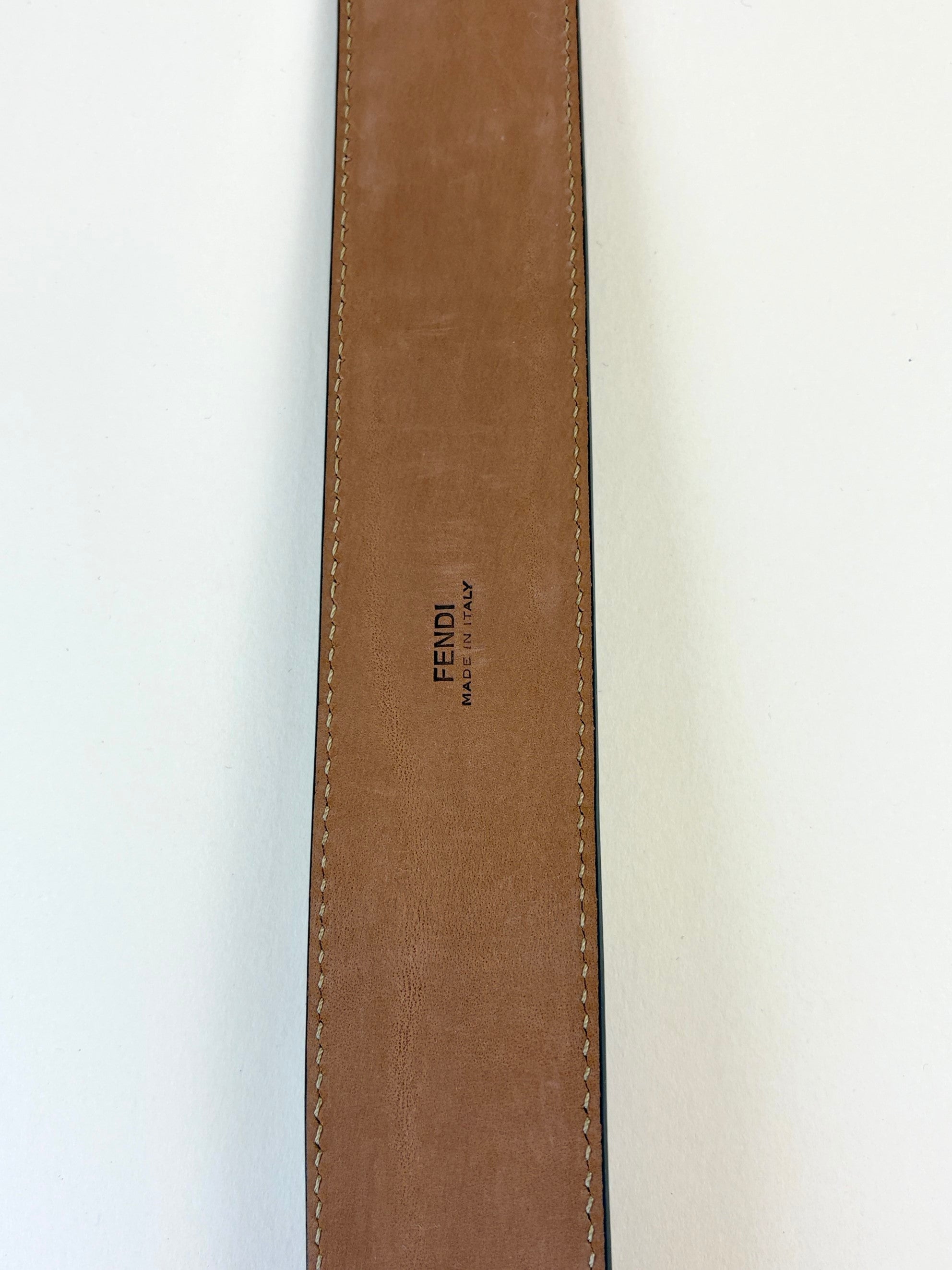 Fendi brown and black  Zucca calfskin  Embossed Ff Fendi belt
