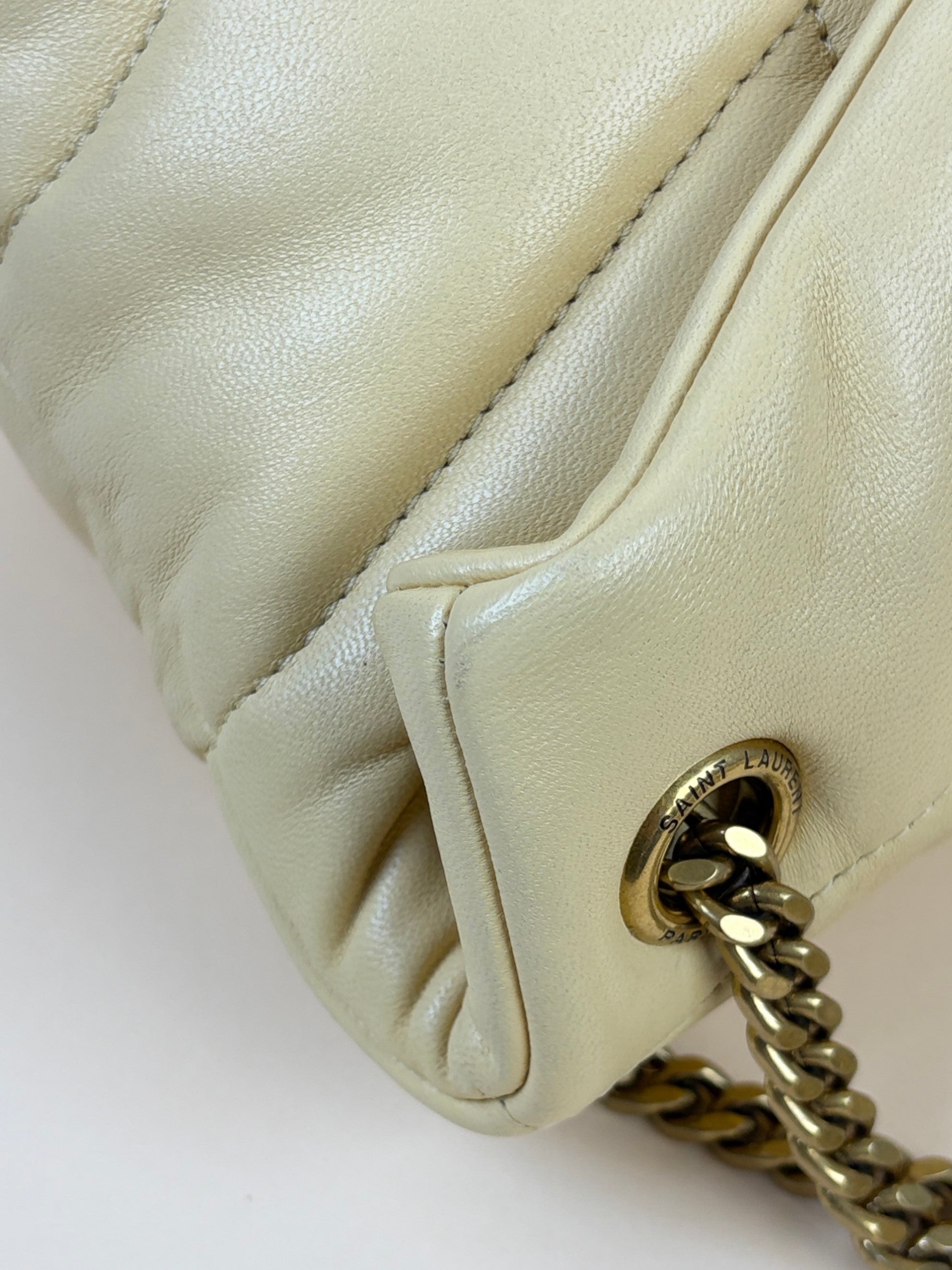 YSL beige small Puffer