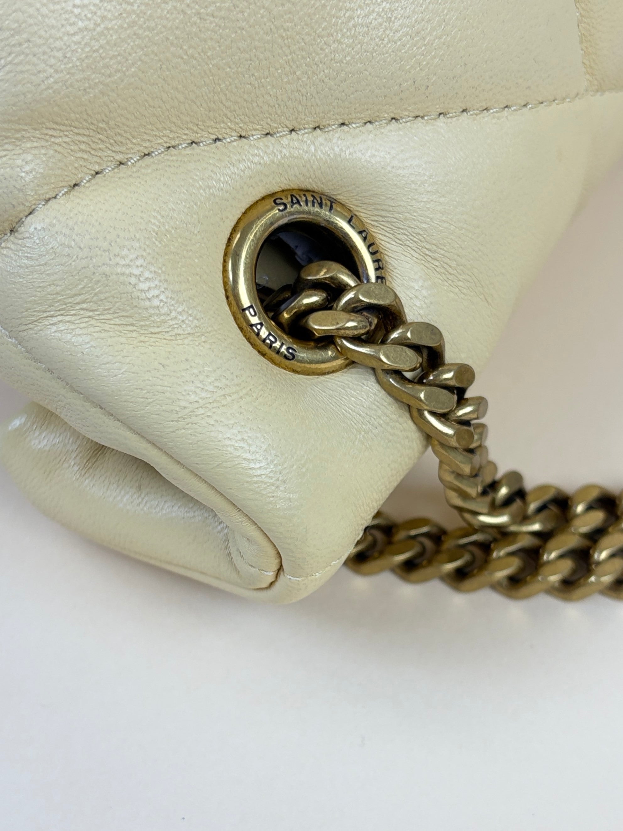 YSL beige small Puffer