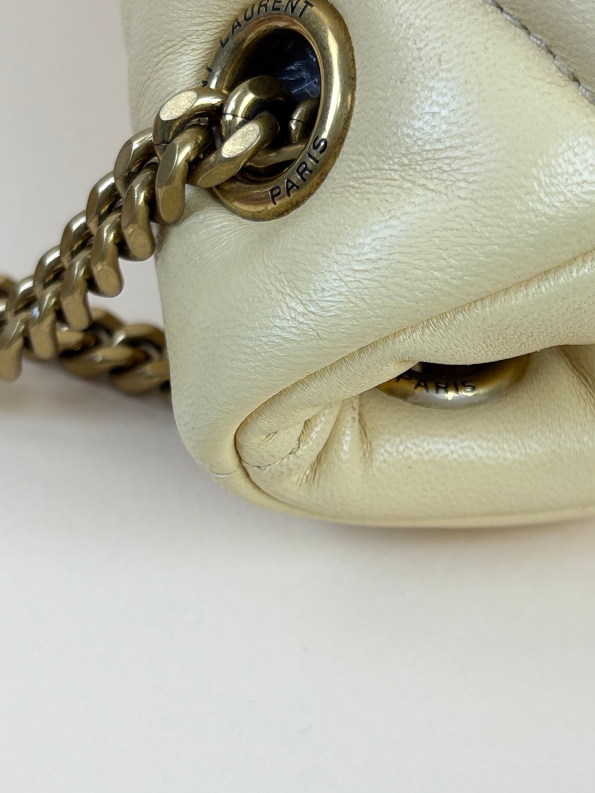 YSL beige small Puffer