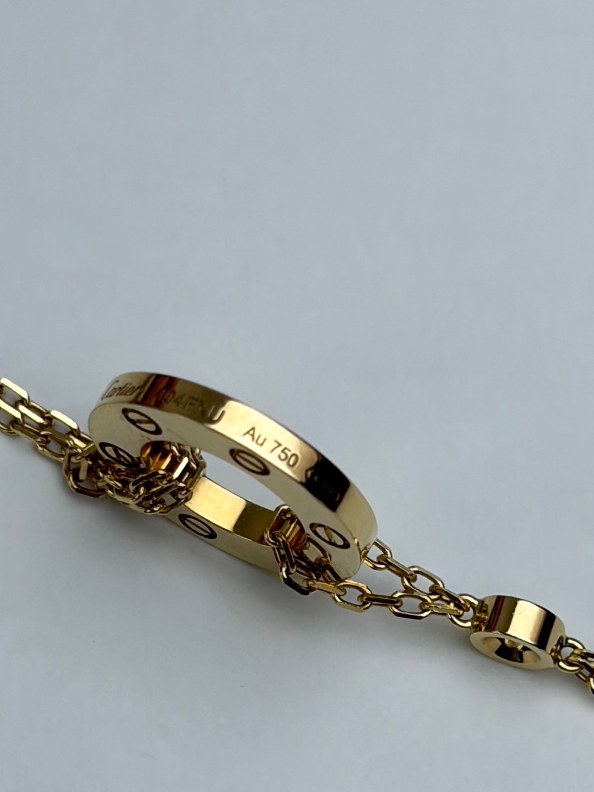 Cartier 18K Rose Gold 2 Diamond Love Chain Bracelet