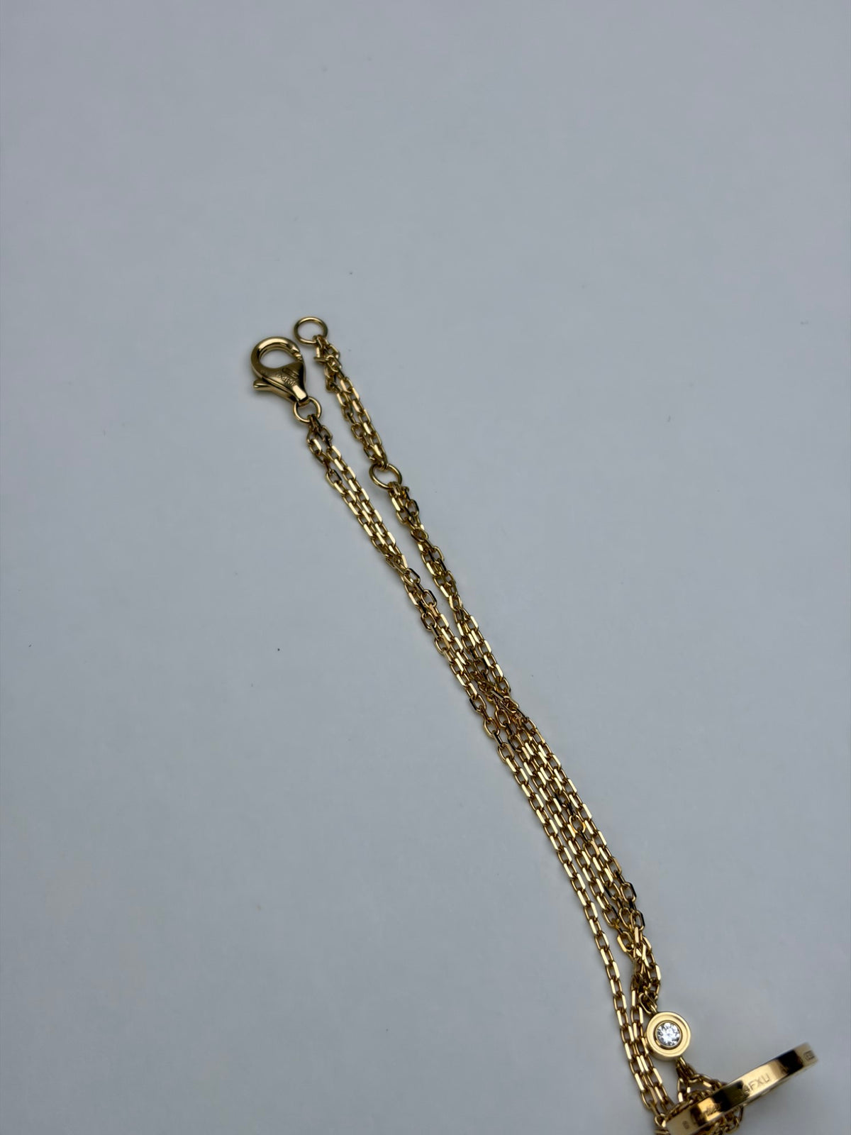 Cartier 18K Rose Gold 2 Diamond Love Chain Bracelet