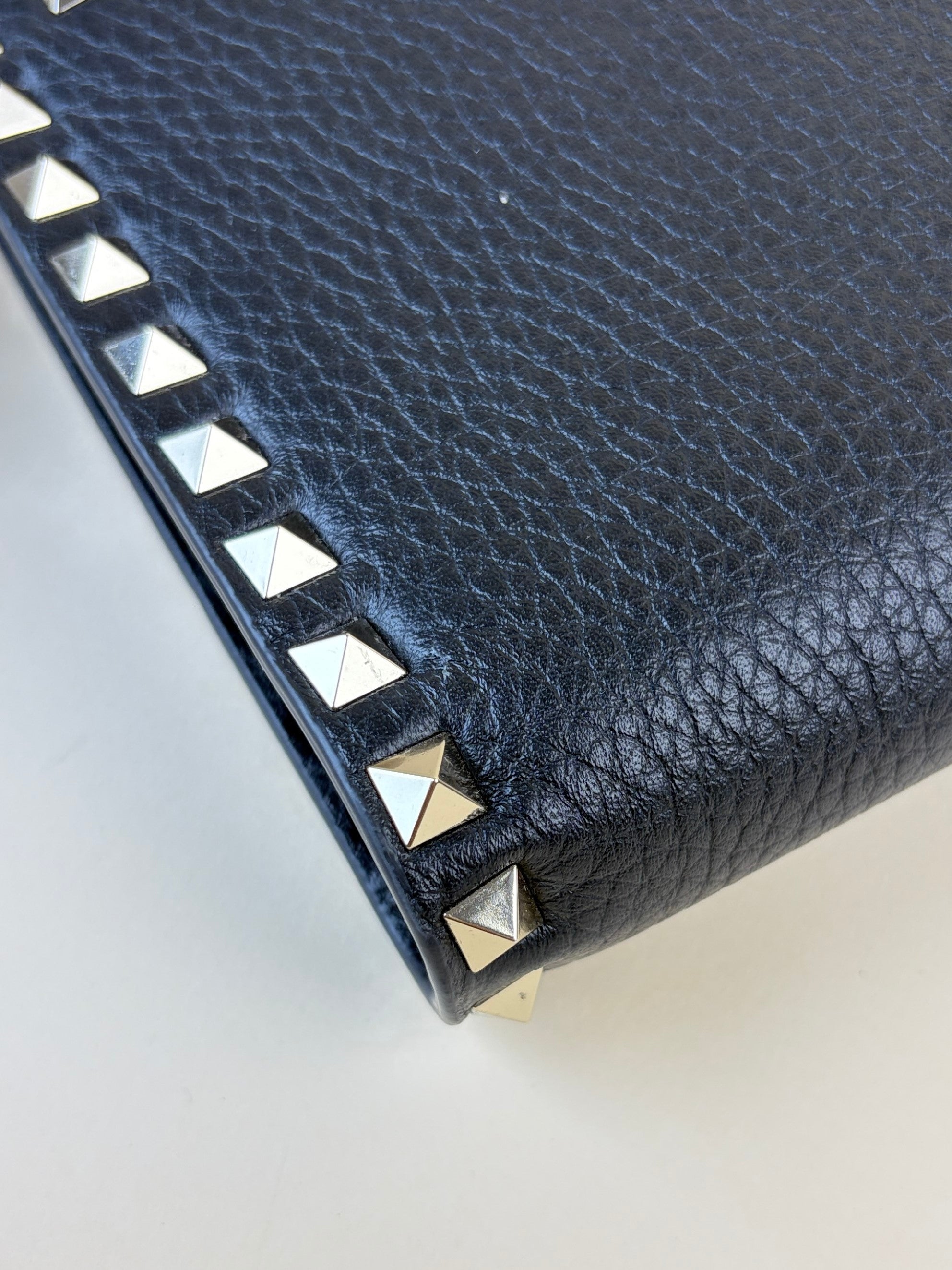 Valentino black pebbled Rock stud Zipped pouch