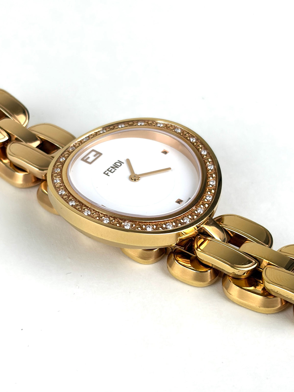 Fendi my way rose gold plated steel with diamonds large ladiy watch