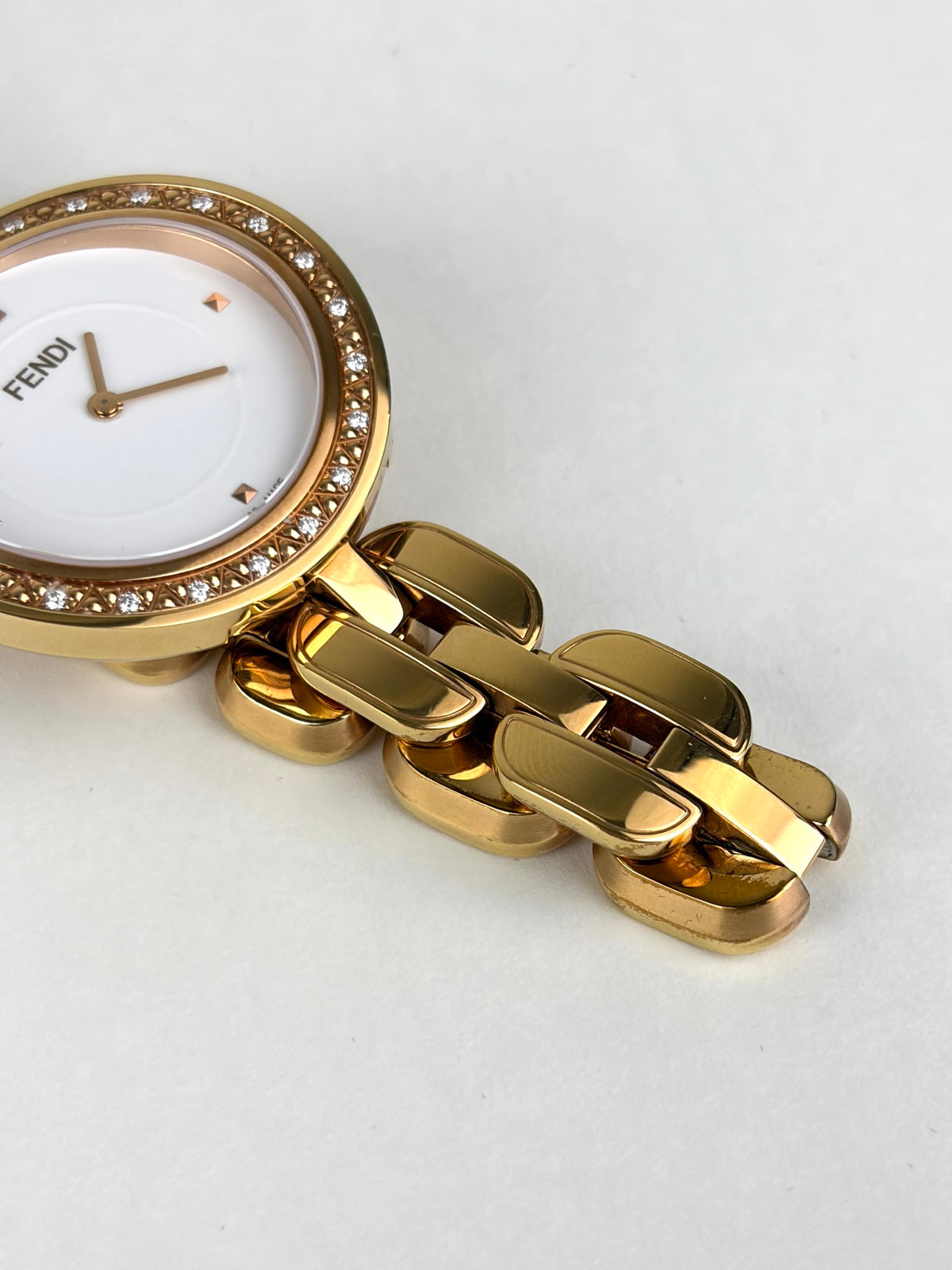 Fendi my way rose gold plated steel with diamonds large ladiy watch
