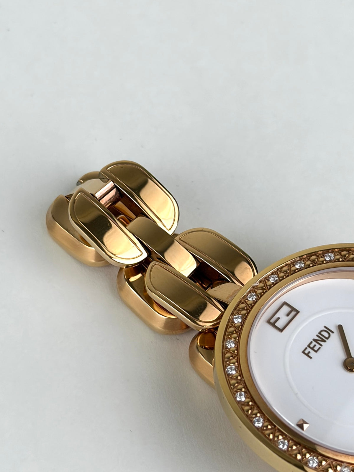 Fendi my way rose gold plated steel with diamonds large ladiy watch