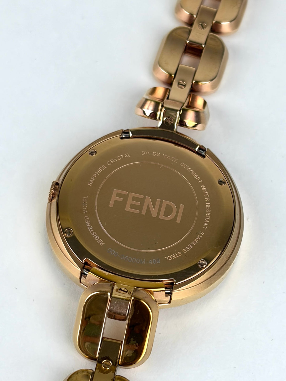 Fendi my way rose gold plated steel with diamonds large ladiy watch