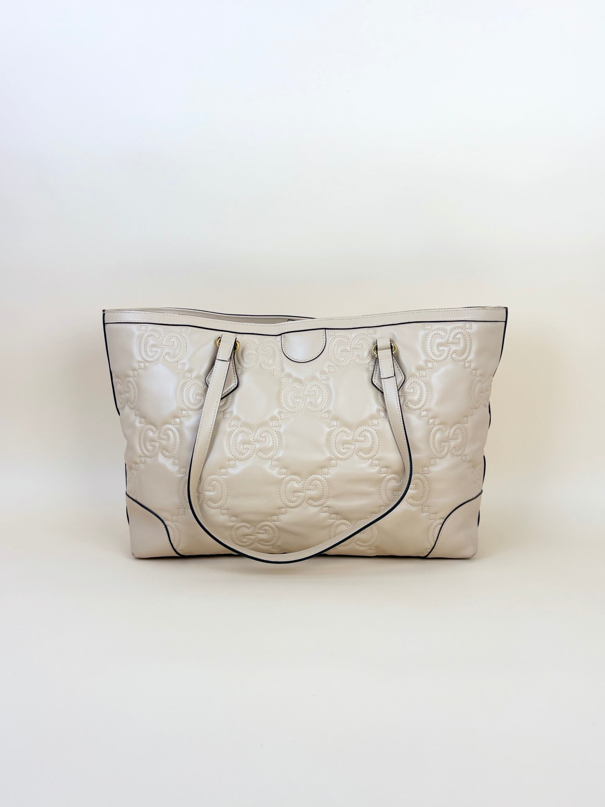 Gucci Beige Embossed Matelasse Medium GG Tote Bag