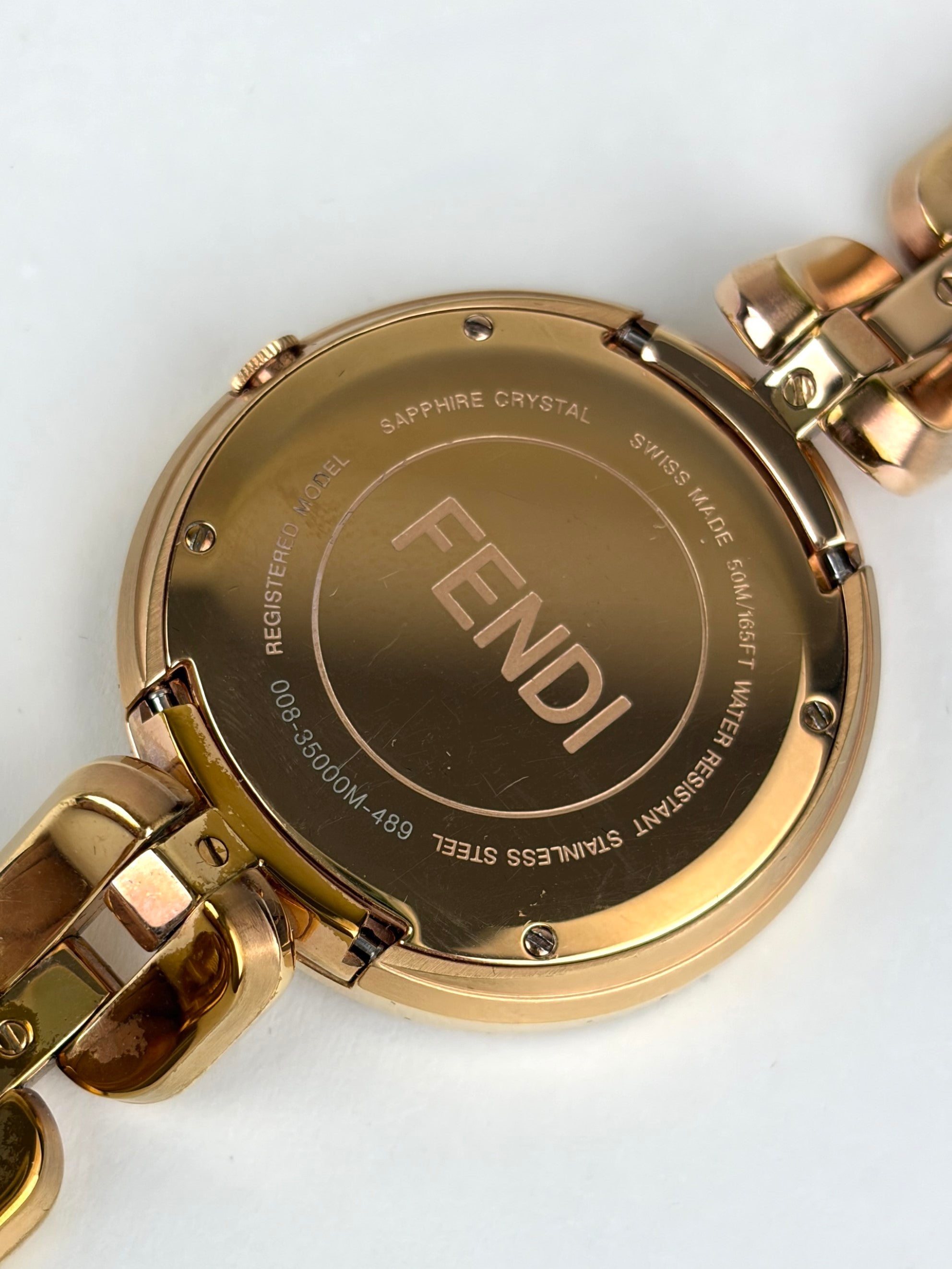 Fendi my way rose gold plated steel with diamonds large ladiy watch