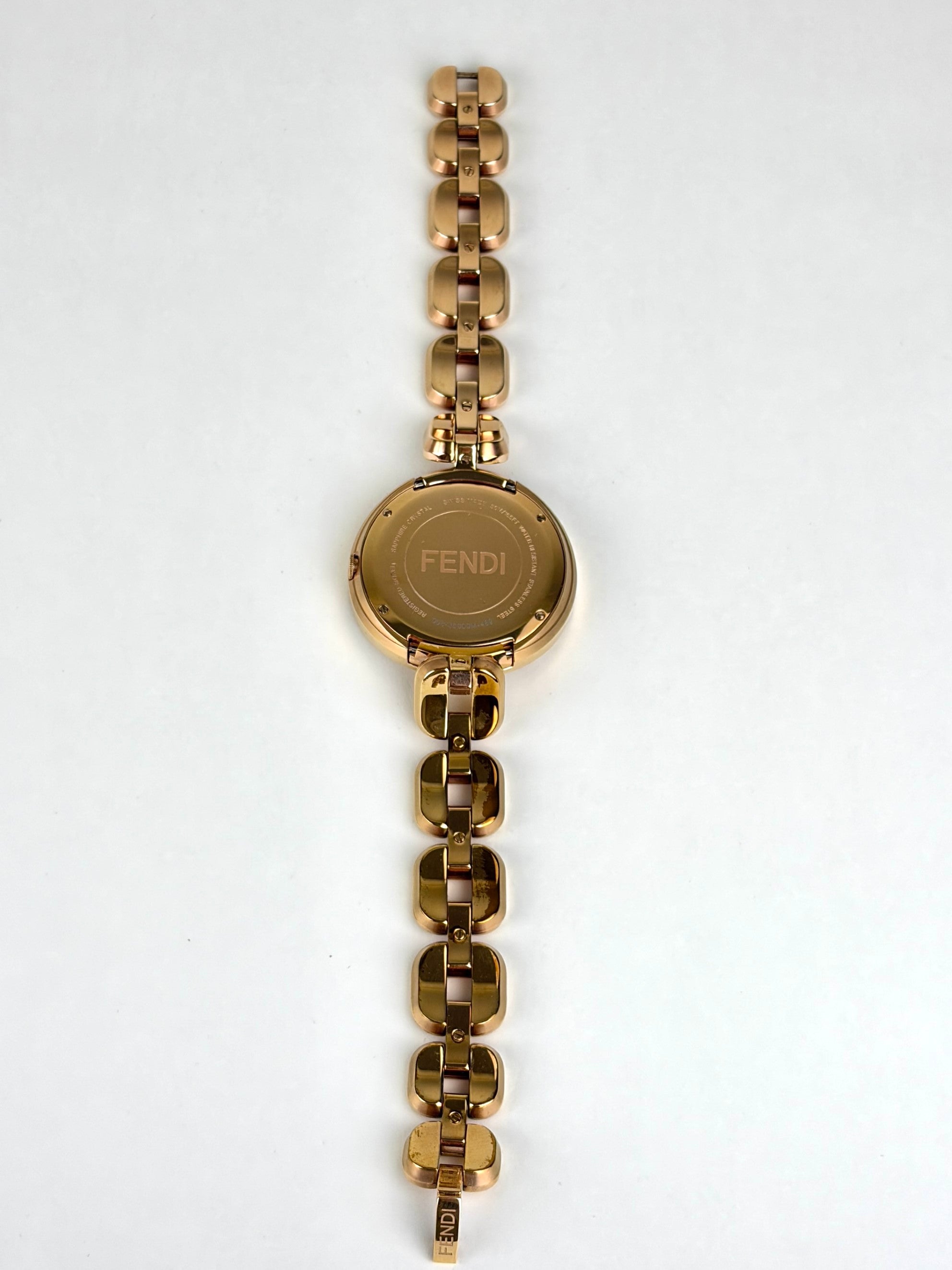 Fendi my way rose gold plated steel with diamonds large ladiy watch