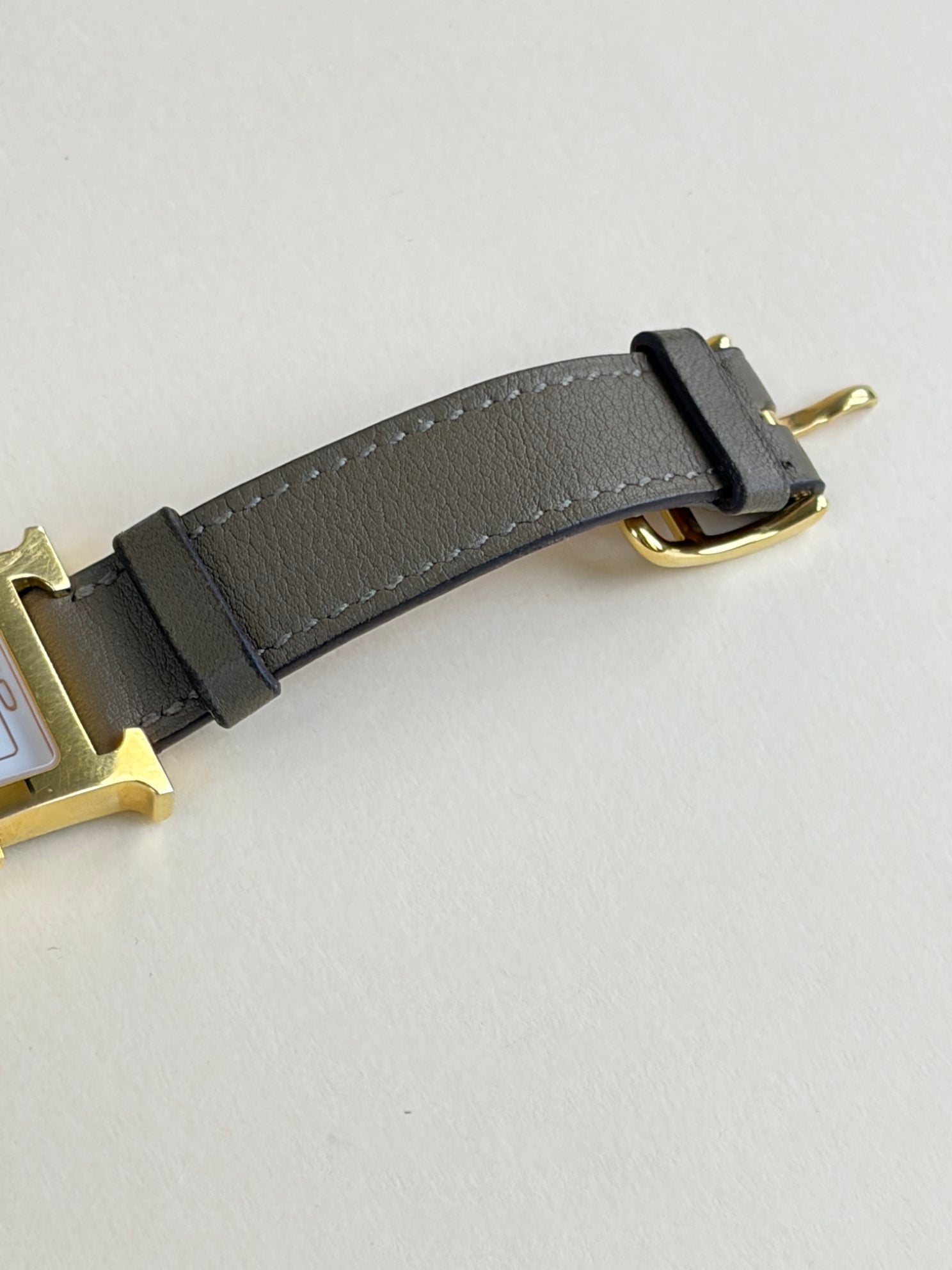 Hermes Gold Plated Steel Heure H Mini 21 mm Double Tour Watch
