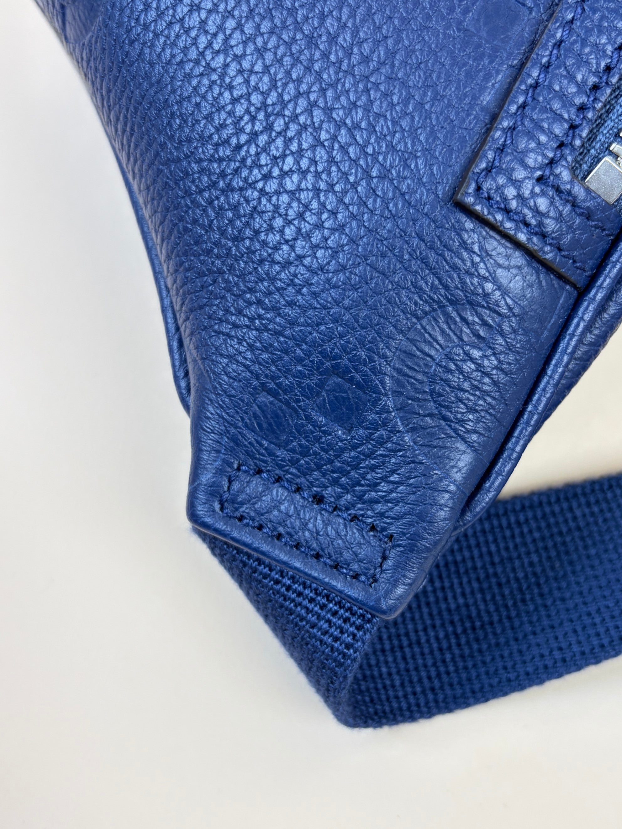 Gucci Blue Embossed Piuma Jumbo GG Pocket Bag