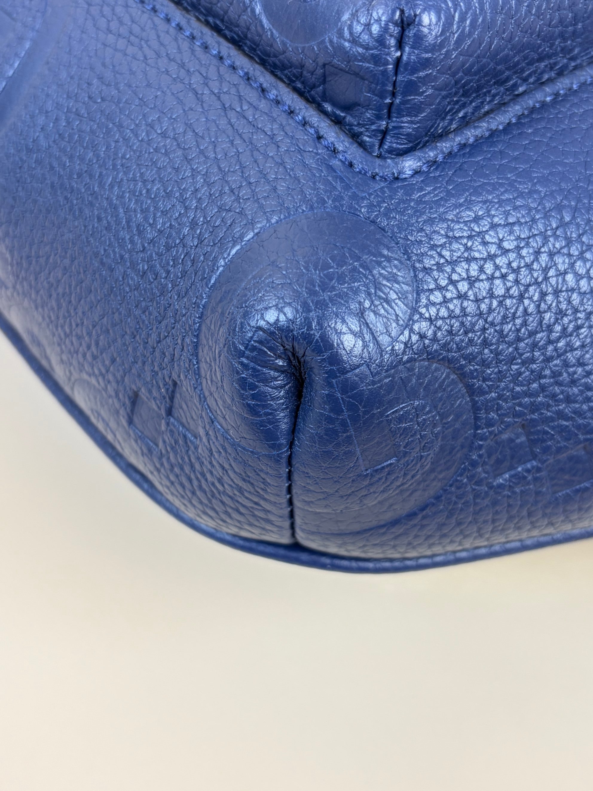 Gucci Blue Embossed Piuma Jumbo GG Pocket Bag