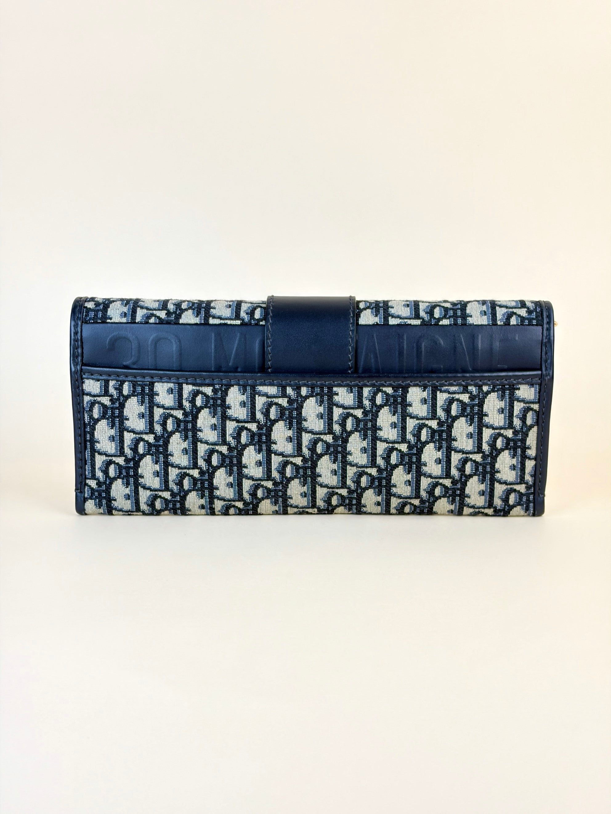 Dior blue oblique canvas 30montaigne chain clutch
